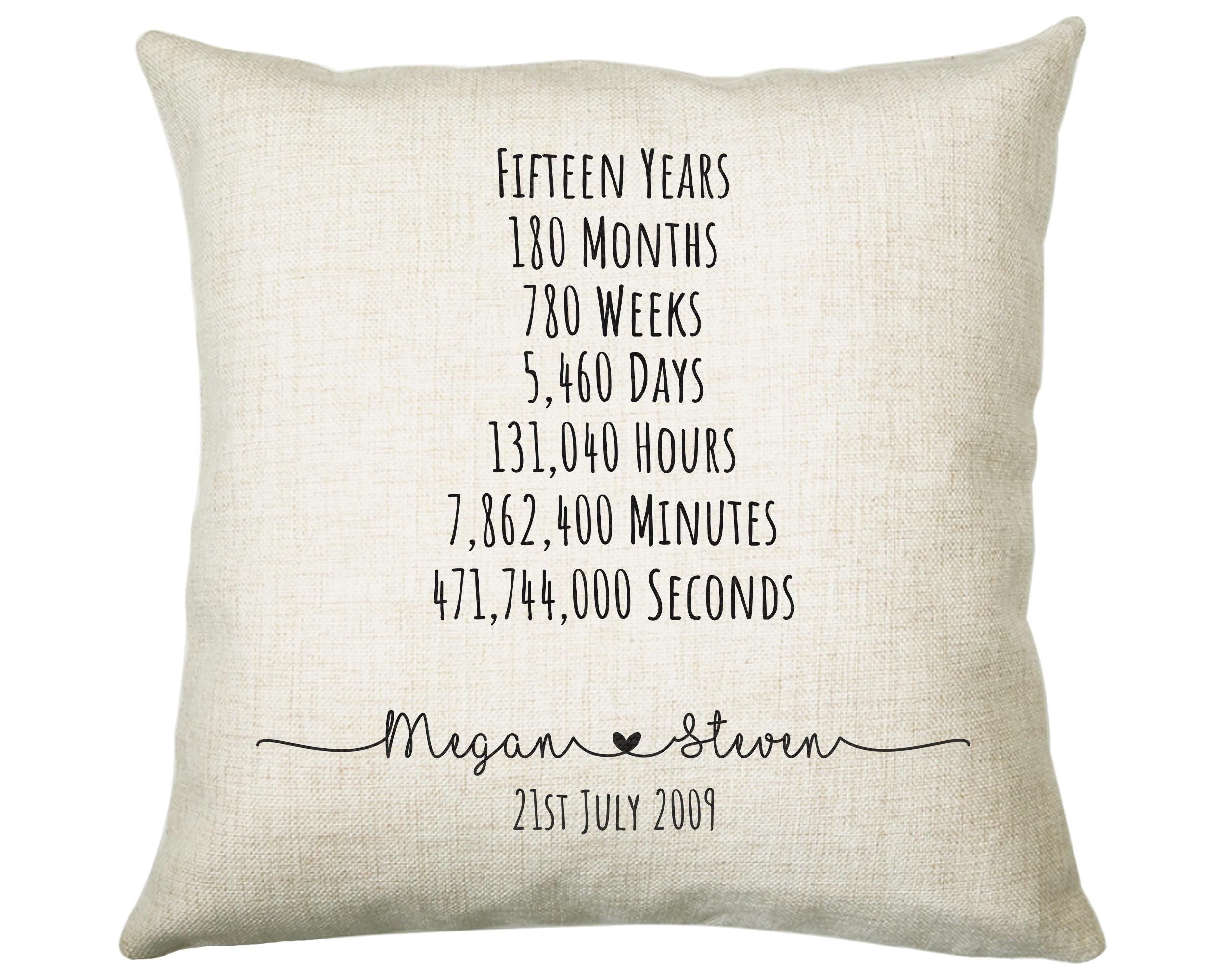Personalised 15th Anniversary Cotton Gift Cushion Fifteen Years Custom Design Gift Valentines Present - Wedding Cushion Pillow Gift CS554