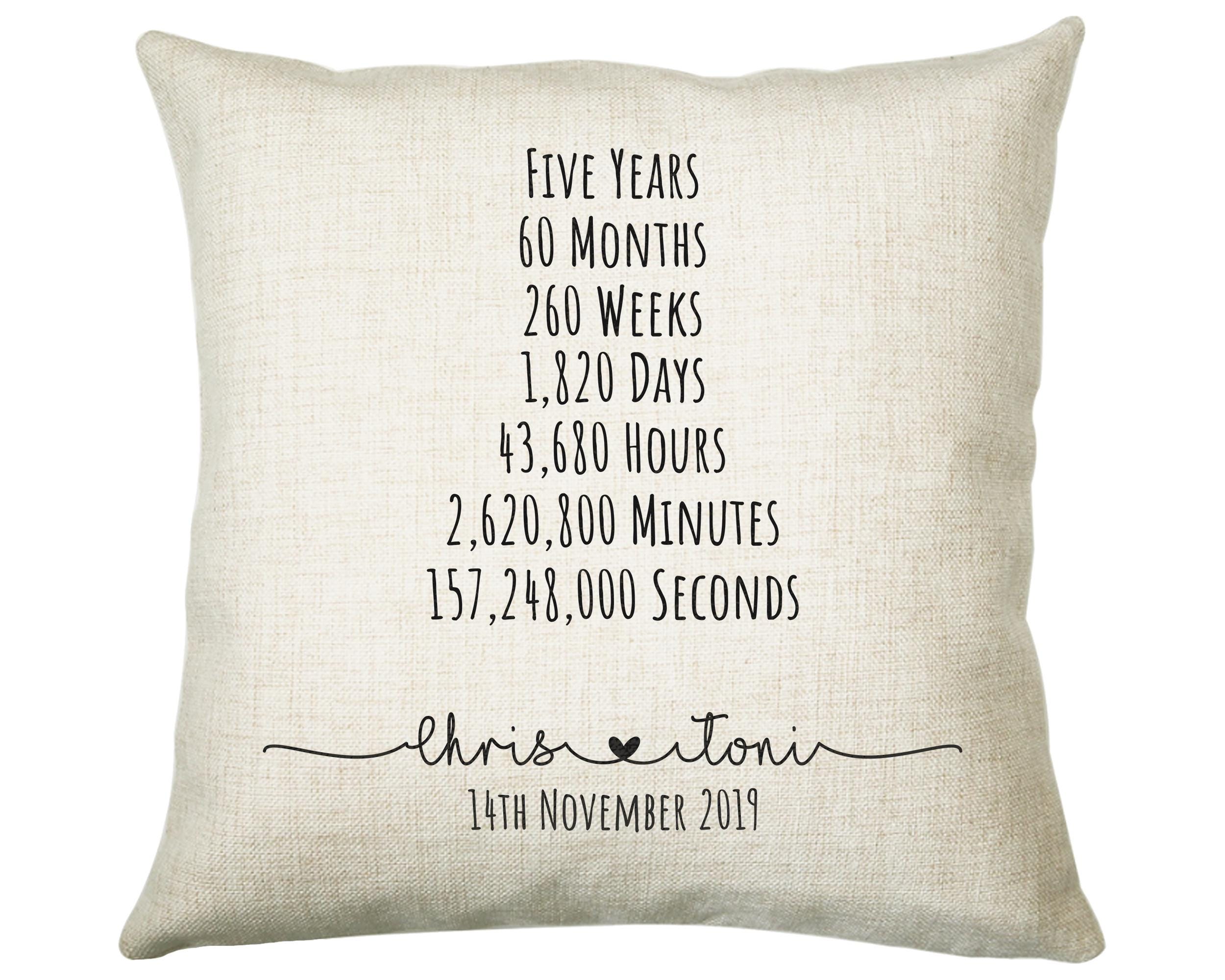 Personalised 5th Anniversary Cotton Gift Cushion Five Years Custom Design Gift Valentines Present - Wedding Cushion Pillow Gift CS470