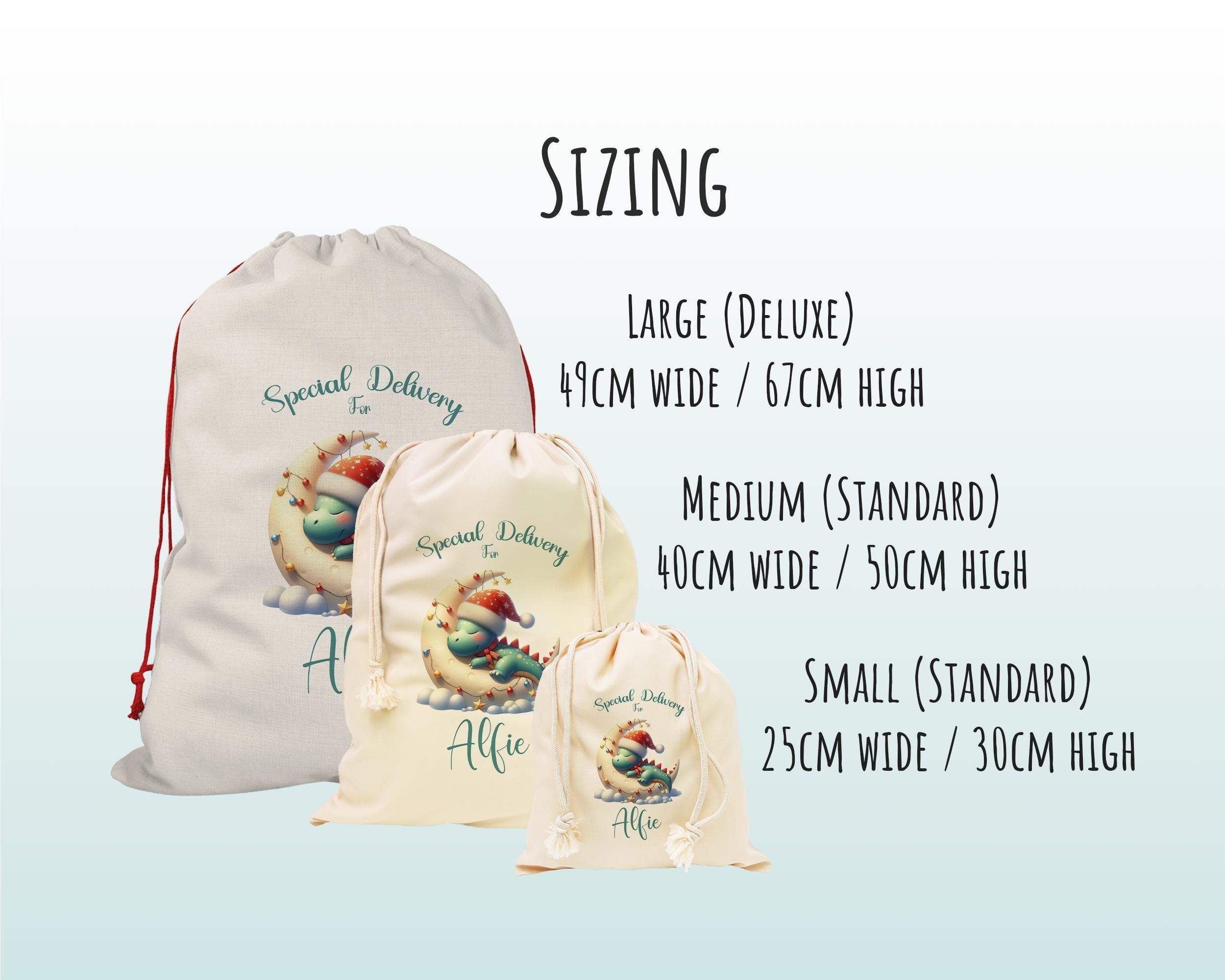 Personalised Christmas Sack - Santa Sack for Kids Presents Xmas Dinosaur Moon Design Stocking Christmas Eve Bag Box for Girls & Boys XS023