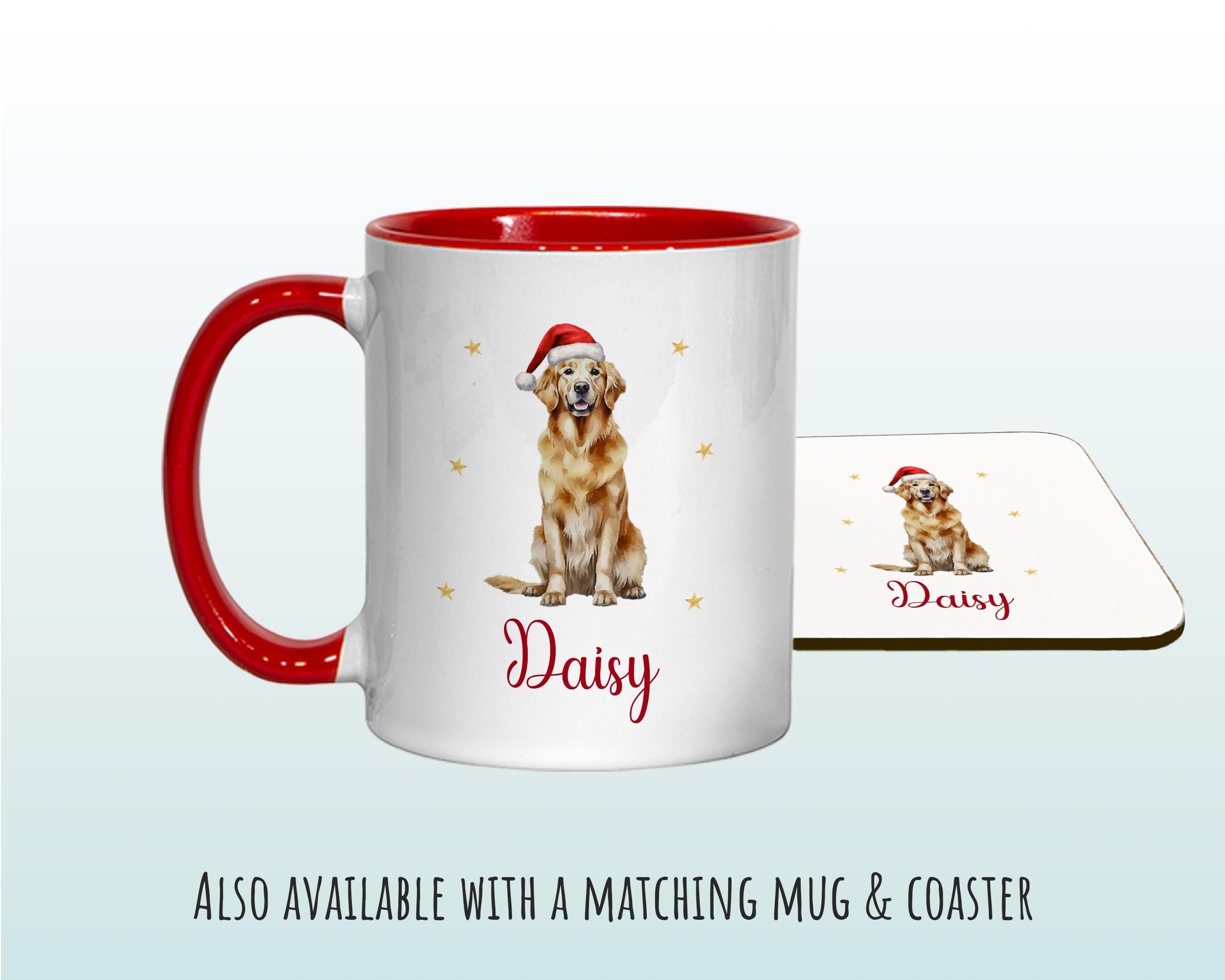 Personalised Golden Retriever Large Christmas Sack - Red Drawstring Bag for Xmas Presents - Christmas Eve Bag Box Decoration for Dogs XS109