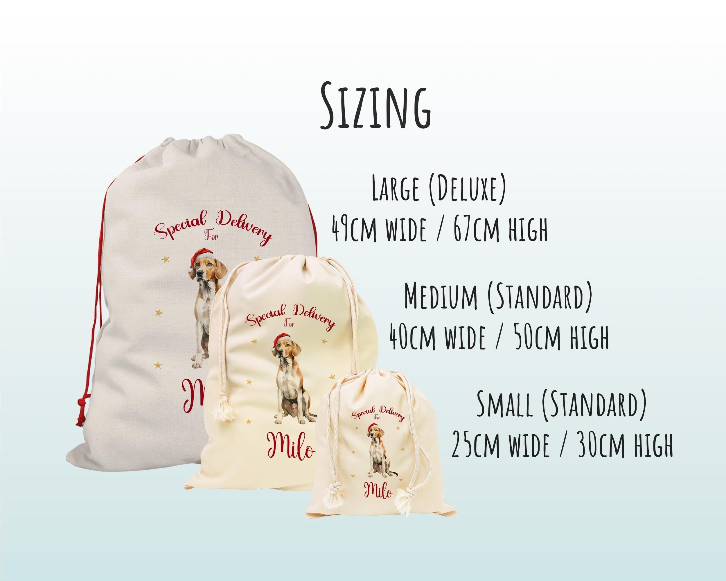 Personalised English Fox Hound Large Christmas Sack - Red Drawstring Bag for Xmas Presents - Christmas Eve Bag Box Decoration for Dogs XS100