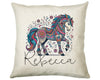 Personalised Horse Lover Cushion Gift Printed Name Design - Cushion Throw Pillow Gift For Boys Nursery Bedroom Birthday Gift G006