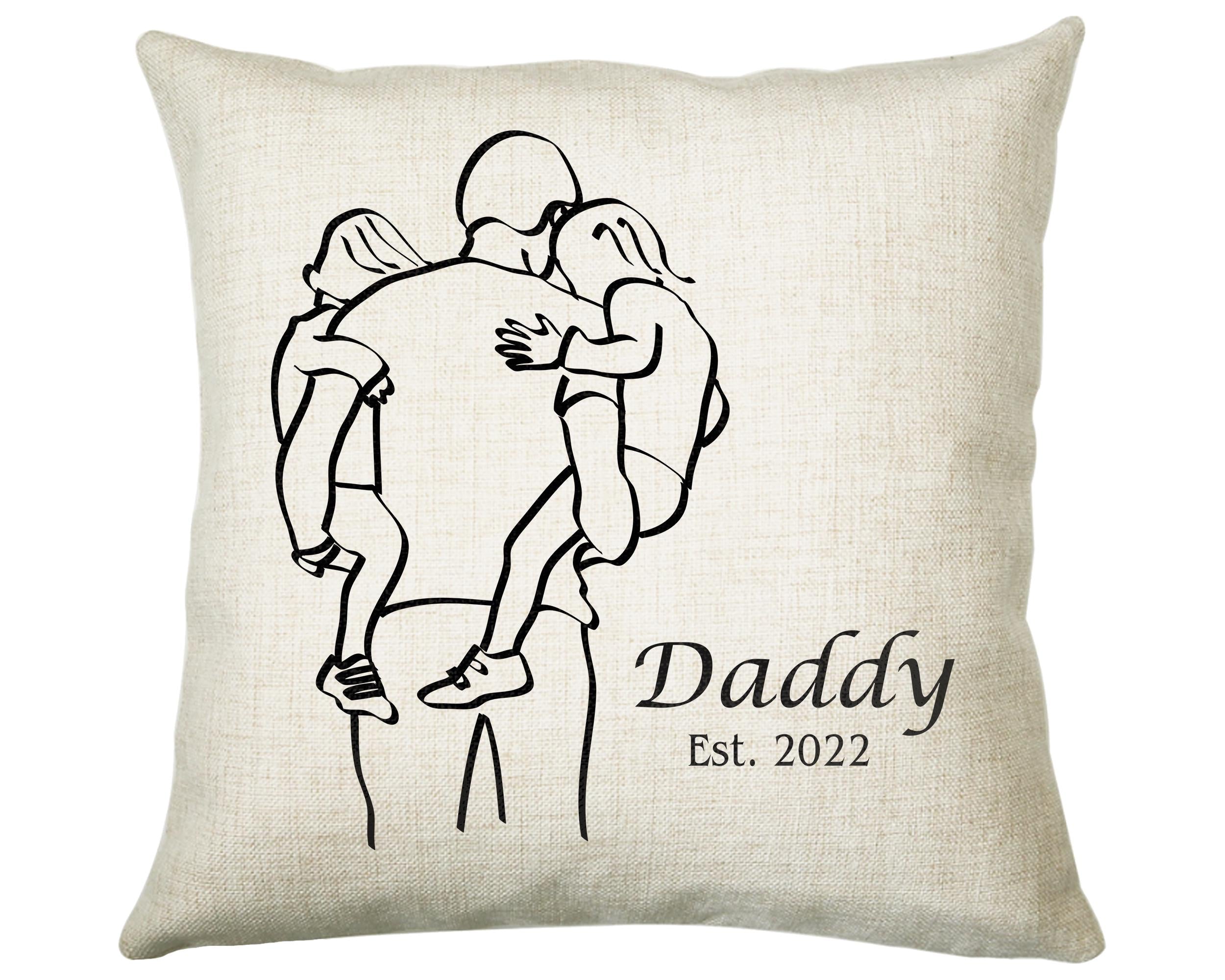 Fathers Day Cushion Personalised Gift for Dad - Established Date Fathers Day Gift For Daddy - Dad and Kids Gift from Son Daughter SMC004