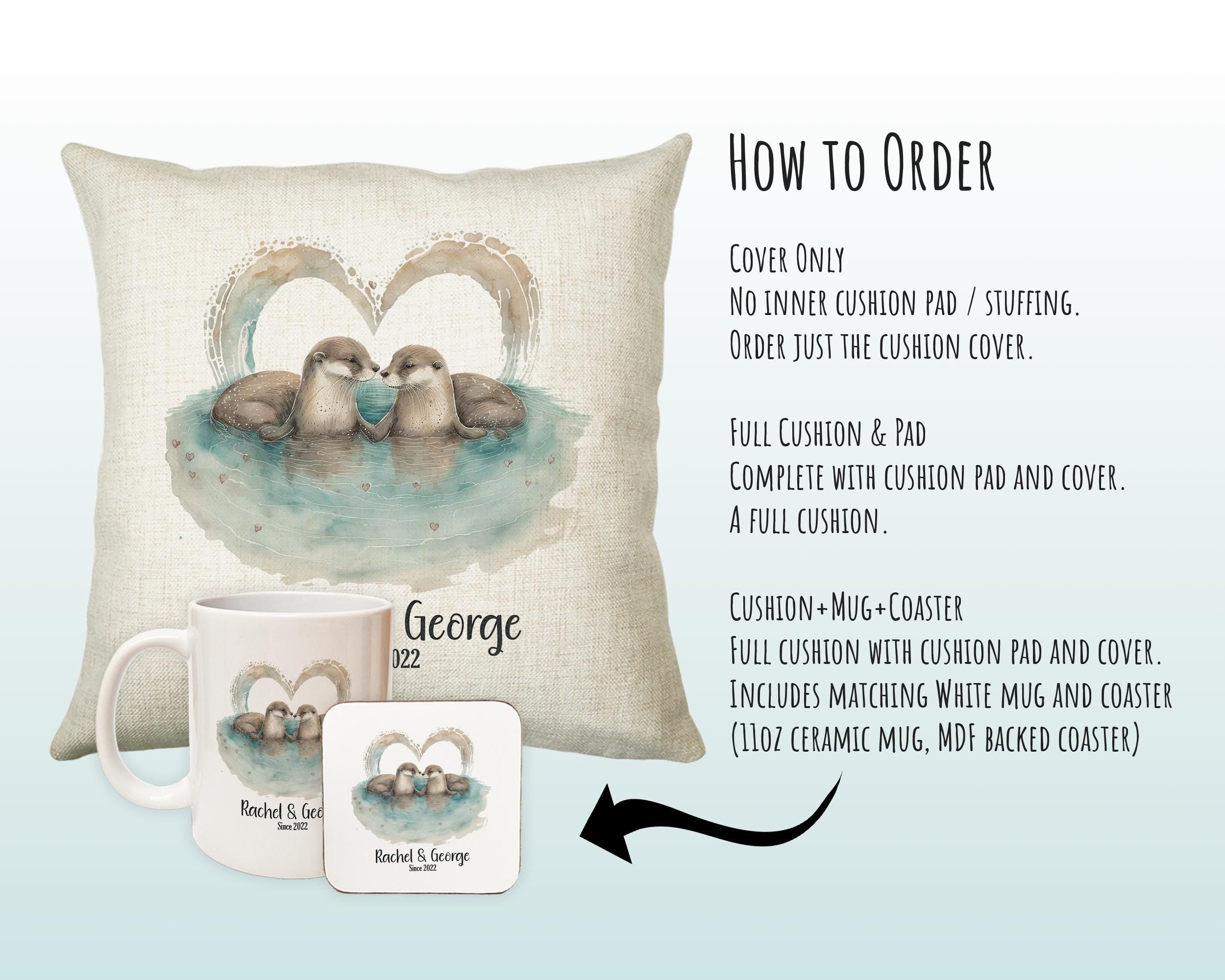 Personalised Valentines Day Otters Cushion Gift - Otterly In Love Cushion Throw Pillow Gift For Him Her Boyfriend Girlfriend Gift CS518