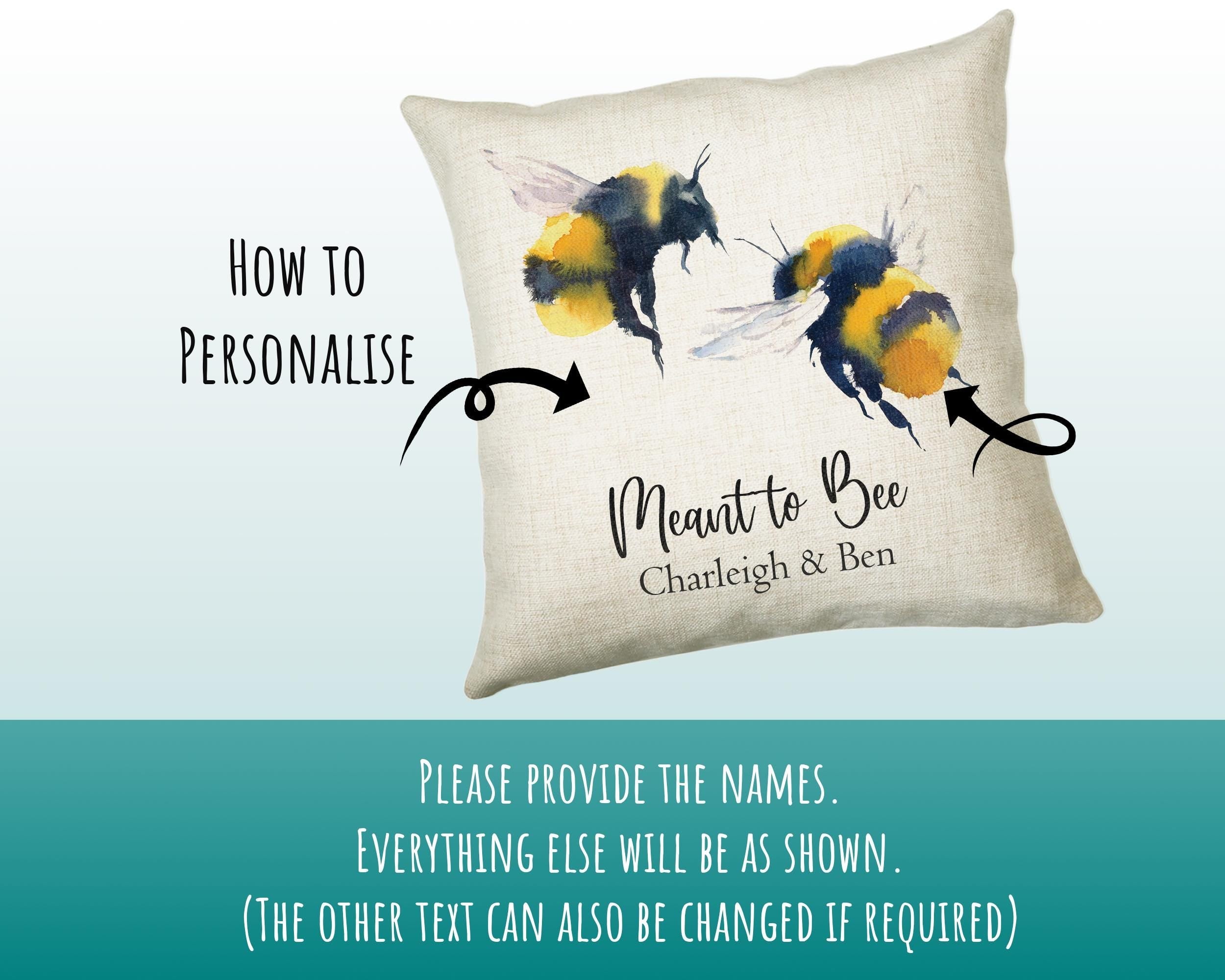 Personalised 2nd Wedding Anniversary Meant To Bee Cushion Gift - Cotton Anniversary Bumble Bee Cushion Throw Pillow Gift For Him Her CS115