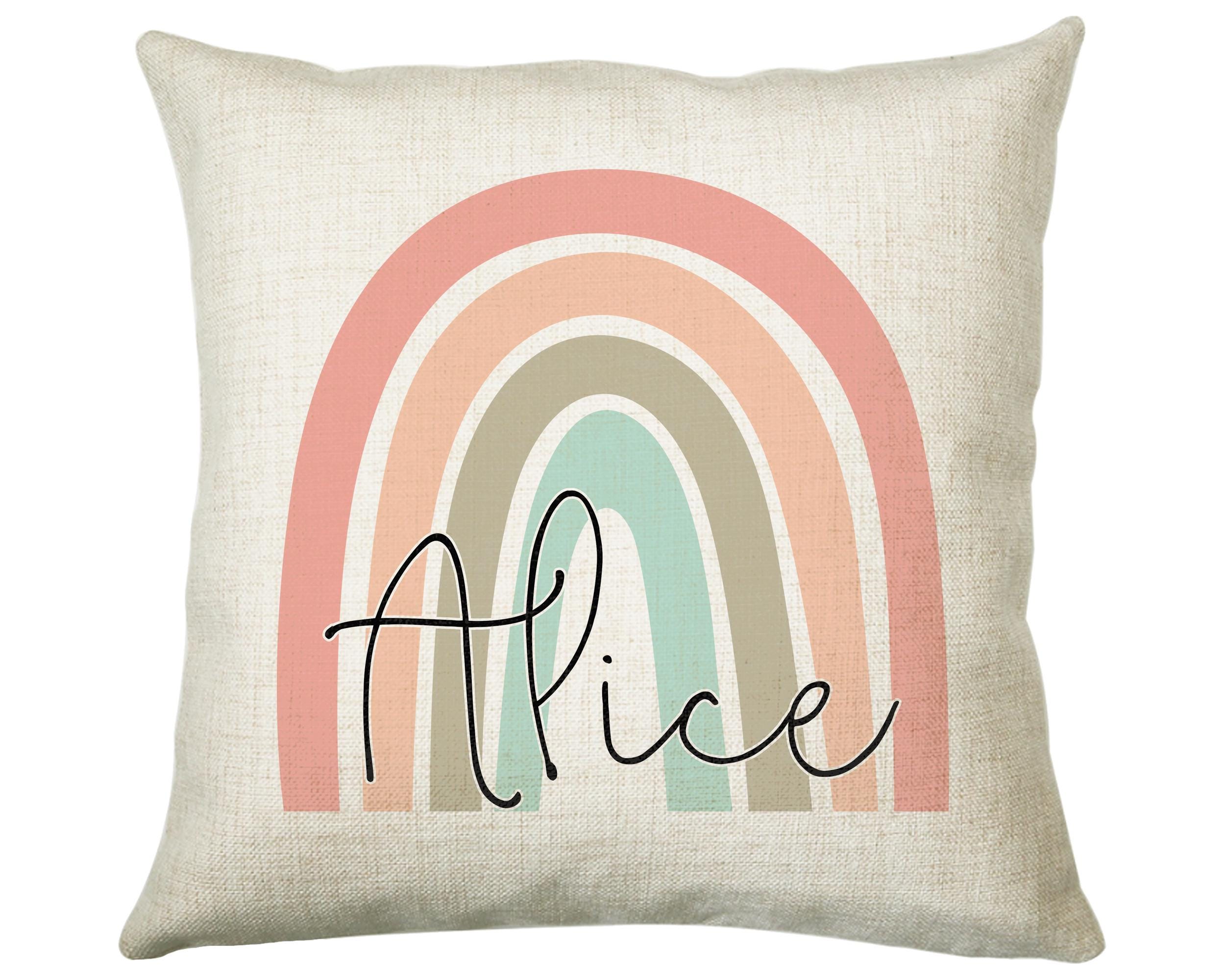 Personalised Rainbow Cushion Gift Printed Name Design - Cushion Throw Pillow Gift For Girls Mum Nan Sister Her Birthday Christmas Gift CS001