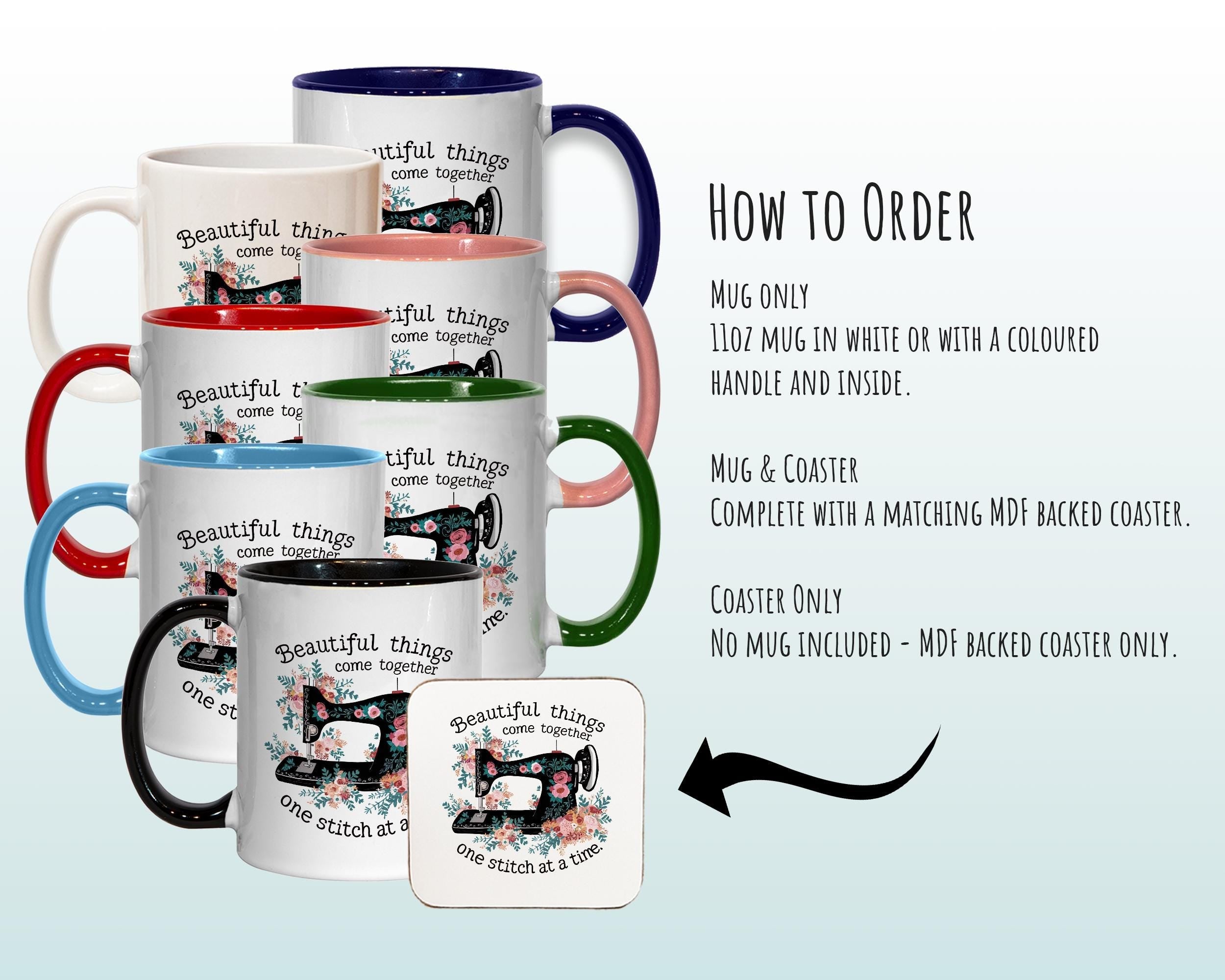 Sewing Gift Mug - Ceramic Coffee Tea Hot Chocolate Mug Gift for Sewing Lovers Beautiful Stitch Design Secret Santa Gift Idea for Her MG0925