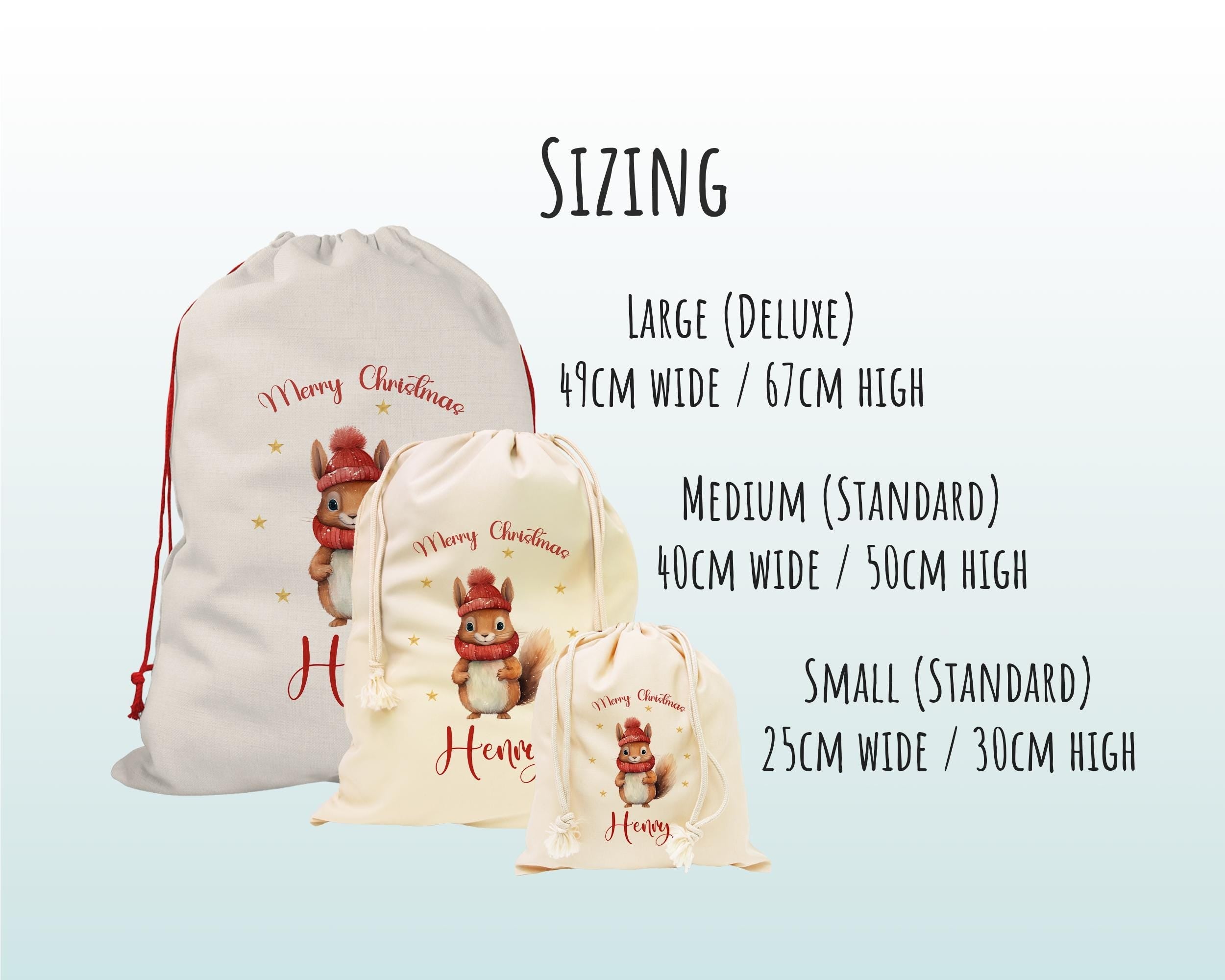 Personalised Christmas Sack - Santa Sack for Kids Presents Xmas Chickens Fairy Lights Design Stocking Christmas Eve Bag Girls & Boys XS041