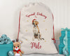 Personalised English Fox Hound Large Christmas Sack - Red Drawstring Bag for Xmas Presents - Christmas Eve Bag Box Decoration for Dogs XS100