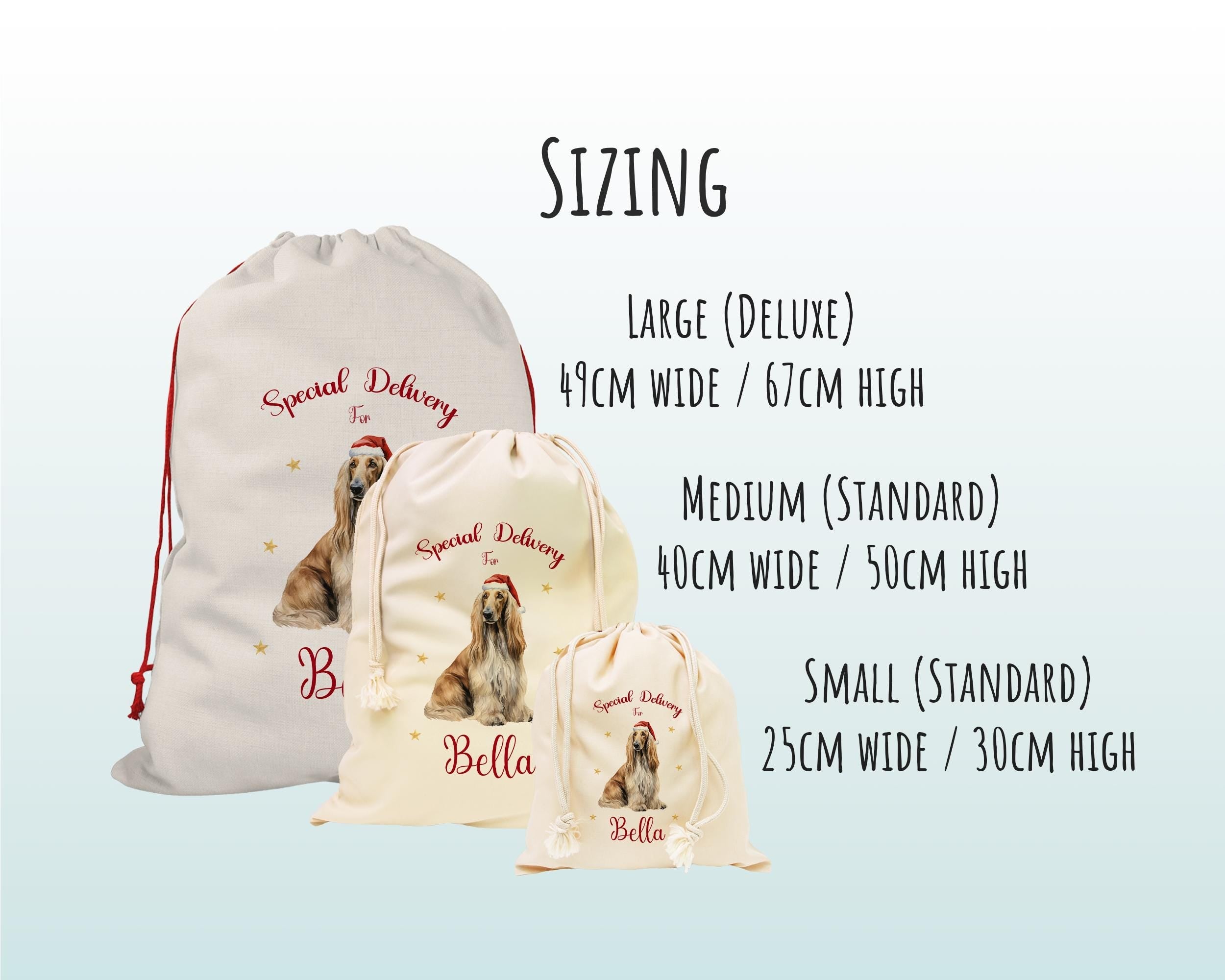 Personalised Afghan Hound Large Christmas Sack - Red Drawstring Bag for Xmas Presents - Christmas Eve Bag Box Decoration for Dogs XS065