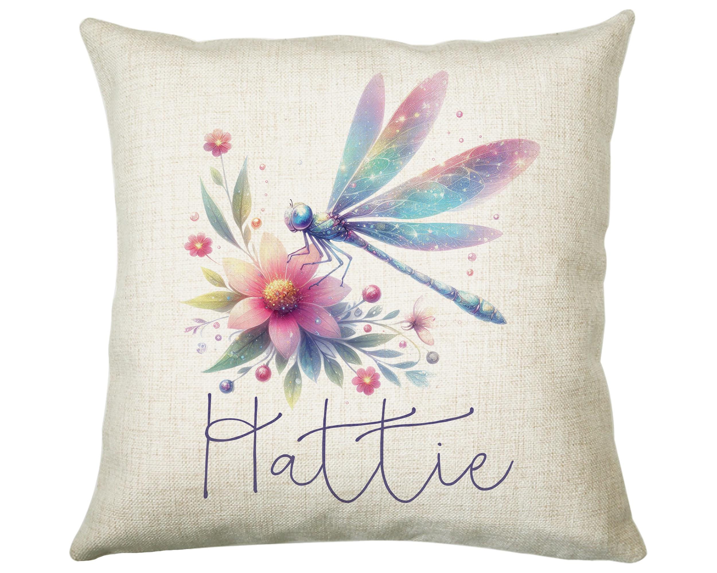 Personalised Dragonfly Gift Cushion Printed Name Design - Cushion Throw Pillow for Him Her - Dragonfly Gift Idea for Nature Lover SMC036