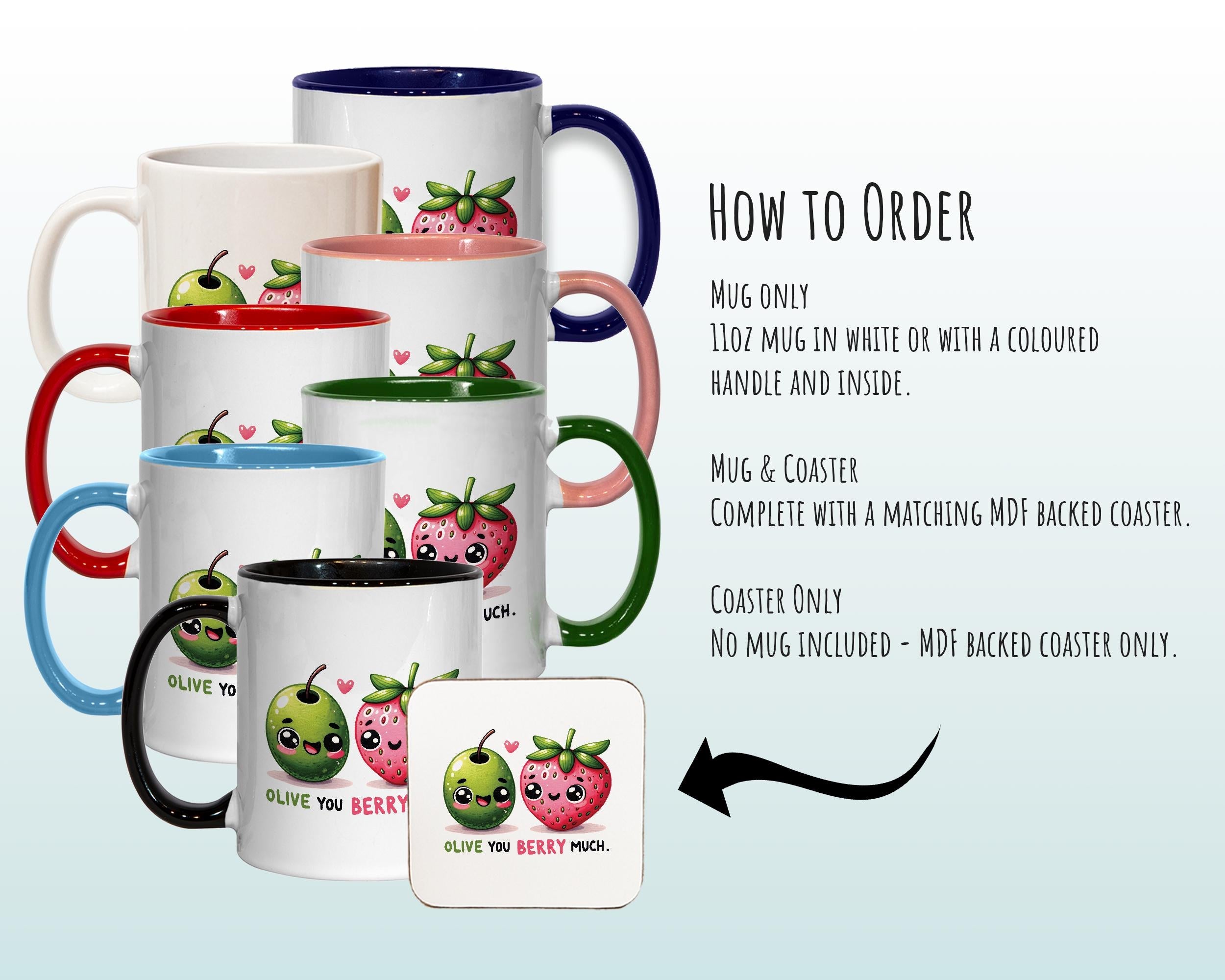 Kawaii 'Olive You Berry Much' Valentines Day Gift for Boyfriend Husband - Custom Wedding Anniversary 11oz Coffee Mug for Couples SV0022