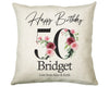 50th Birthday Gift for Women - Personalised Happy Birthday Cushion Age 50 Gift for Her - Ladies Floral Design Mum Nan Sister Fifty BNA50C