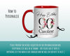 90th Birthday Gift for Women - Personalised Coffee Mug & Coaster - Age 90 Gift for Her - Ladies Floral Age Design Mum Nan Gran Ninety BNA90M