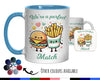 Kawaii Burger & Fries Valentines Day Gift for Boyfriend Husband - Perfect Match Custom Wedding Anniversary 11oz Coffee Mug for Couples SV015