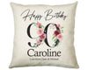 90th Birthday Gift for Women - Personalised Happy Birthday Cushion Age 90 Gift for Her - Ladies Floral Age Design Mum Nan Gran Ninety BNA90C