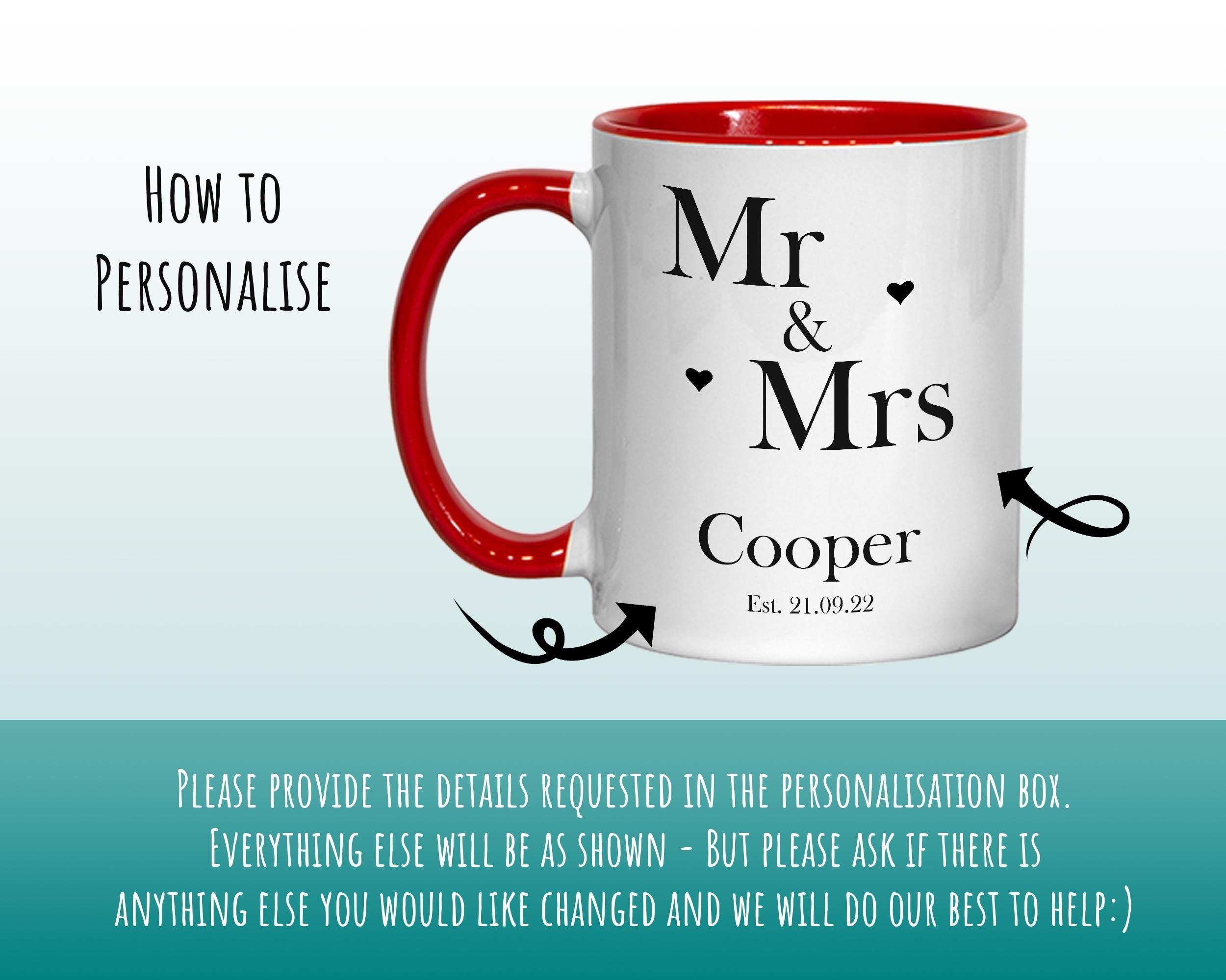 Personalised Mr and Mrs Mug Gift - Great Gift for Couples Anniversary - His and Hers Mug & Coaster Set - Gifts for Husband and Wife MGZ327