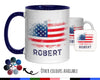 Personalised USA Flag Mug Gift - Great Gifts for Americans Citizenship  - Watercolour Star Spangled Banner Flag Design Mug & Coaster MGZ365