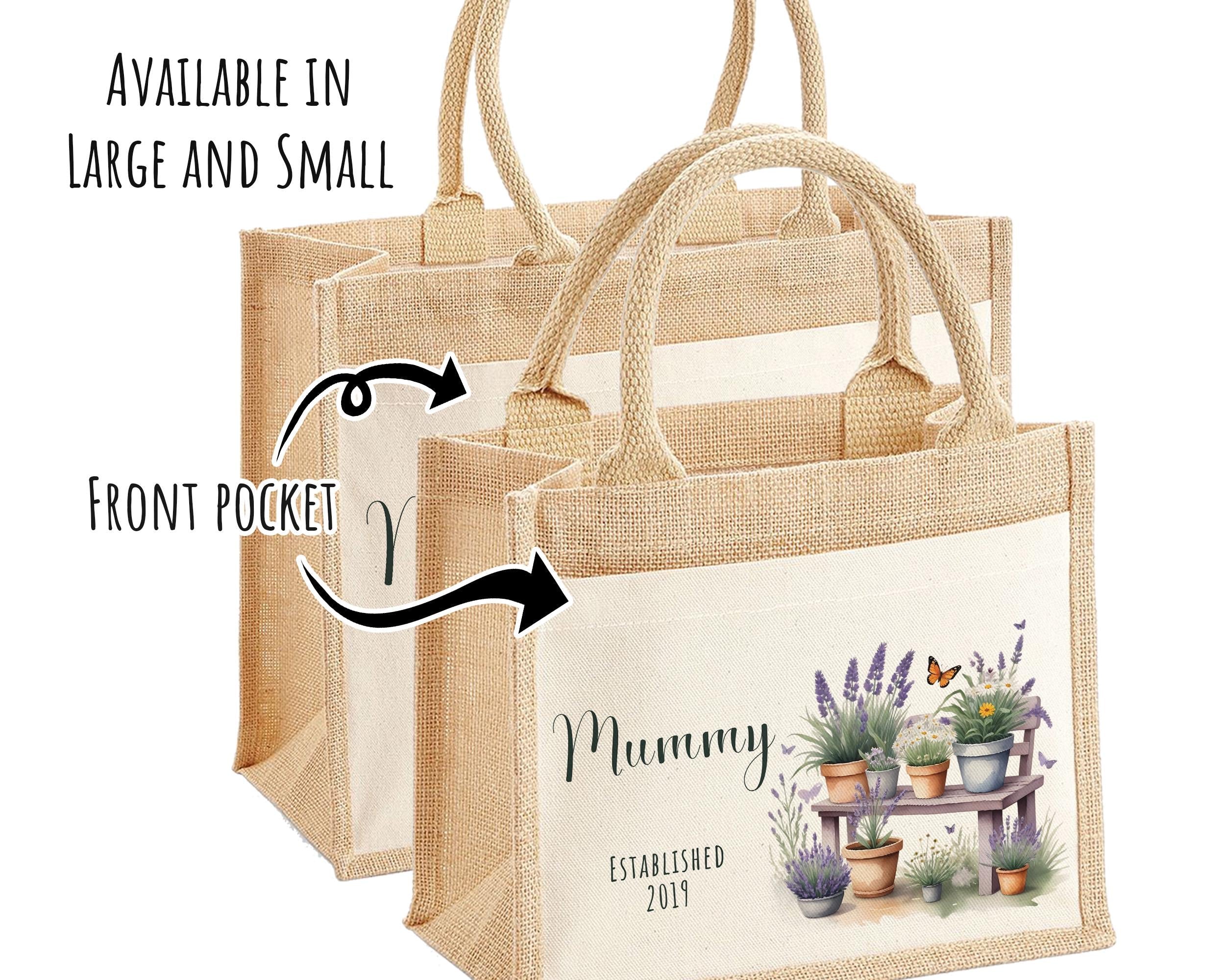 Mummy Gift Personalised Jute Bag -  Mothers Day Gift Floral Tote Bag Gift for Mum Mama - Custom Shopping Market Bag - Mummy Bag BT010