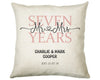 7th Wedding Anniversary Gift for Him for Her - Seventh Cotton Anniversary Gift Cushion Personalised with Names Date Mr and Mrs Married BNJ07