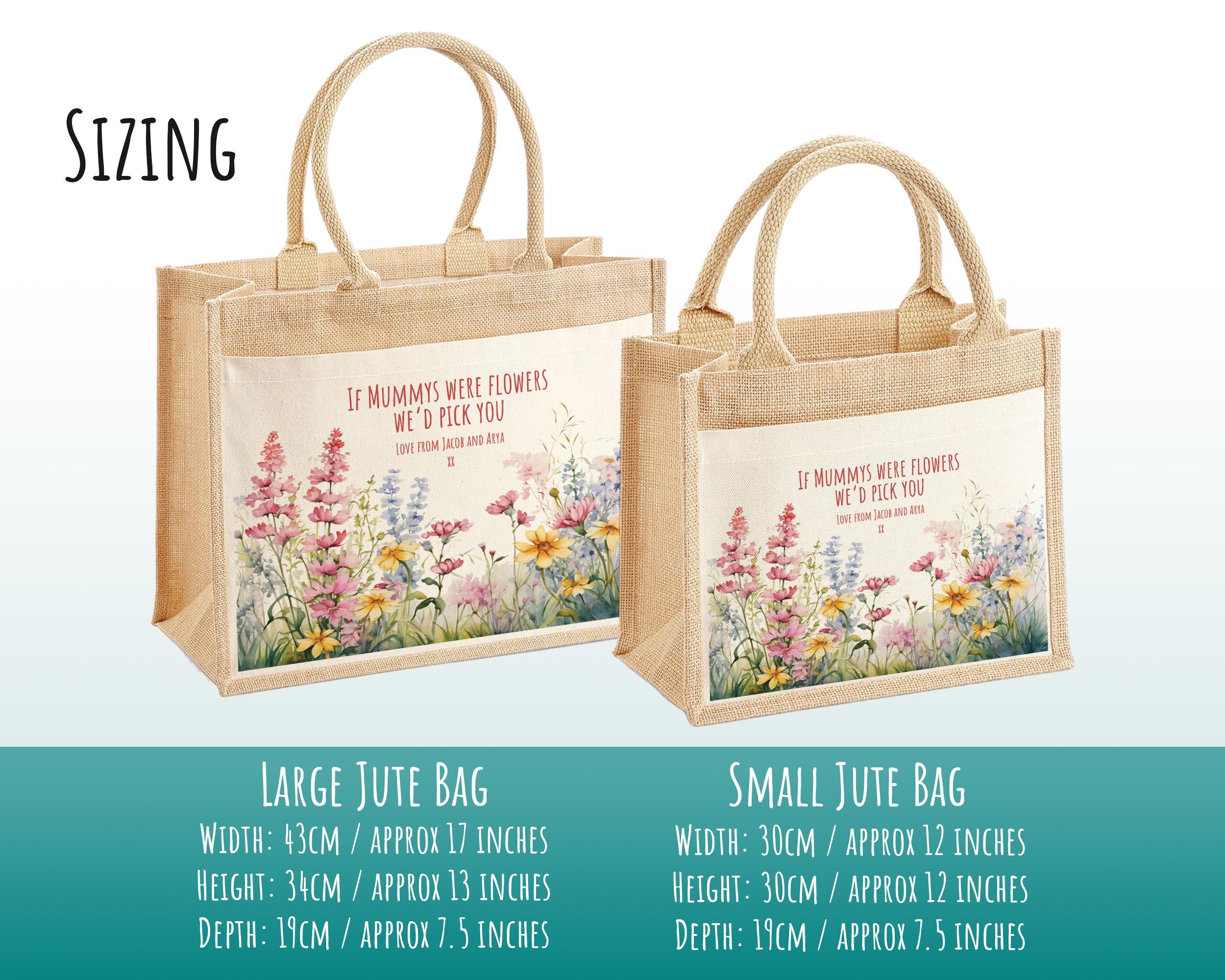 Mummy Gift Personalised Jute Bag -  Mothers Day Gift Floral Tote Bag Gift for Mum Mama - Custom Shopping Market Bag - Mummy Bag BT004