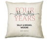 4th Wedding Anniversary Gift for Him for Her - Forth Cotton Anniversary Gift Cushion Personalised with Names Date Mr and Mrs Married BNJ04C