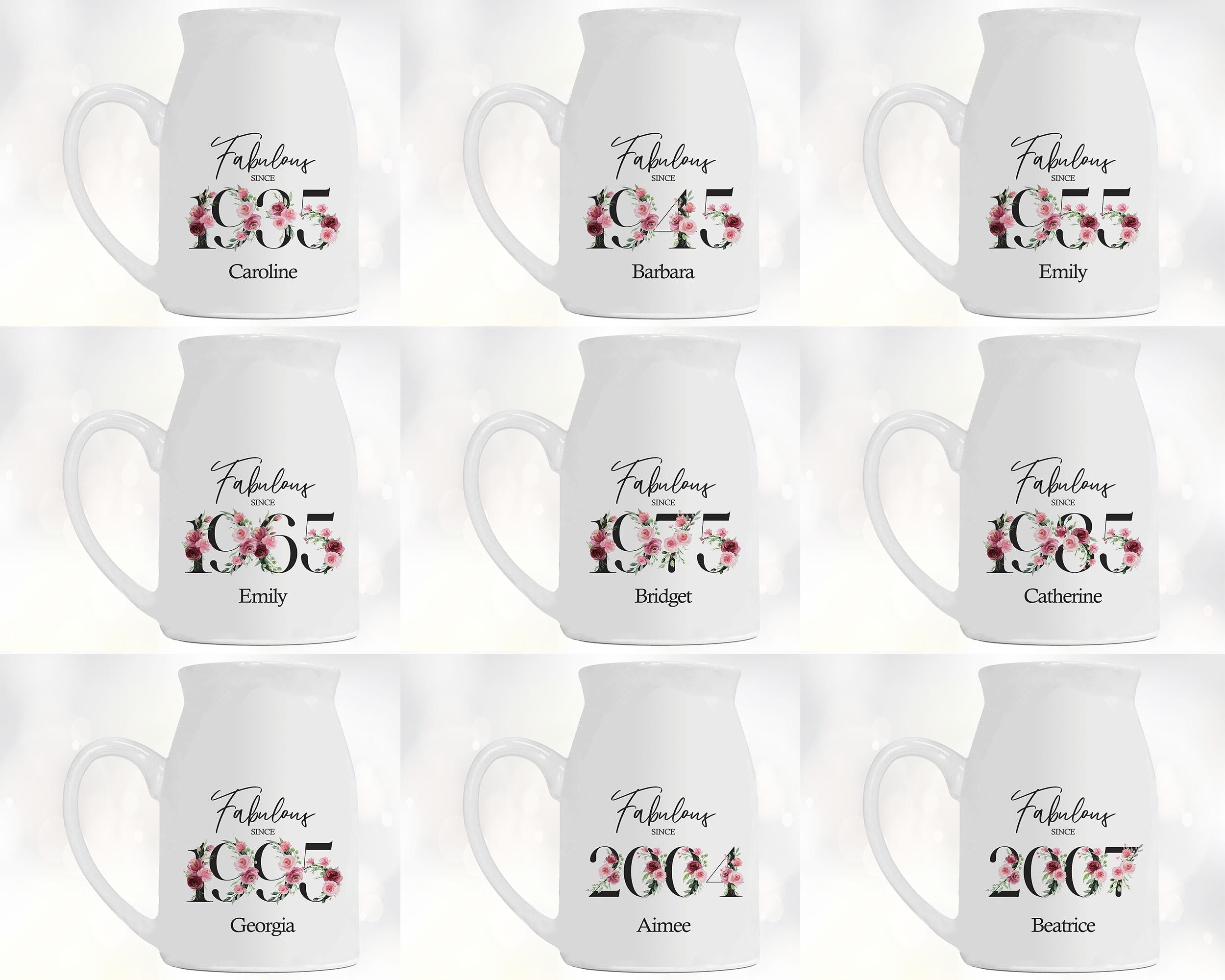50th Birthday Gift for Women - Fabulous Since 1976 Small Personalised Flower Pot Vase 50 Gift for Her Ladies Floral Design Mum Nan BNC50