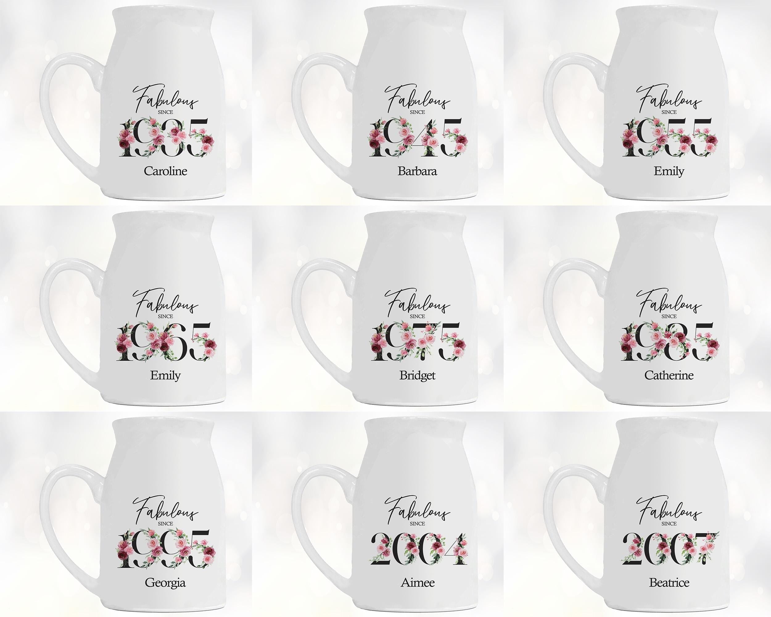 18th Birthday Gift for Her - Fabulous Since 2008 Small Personalised Flower Pot Vase 18 Gift for Women Floral Design Daughter Sister BNC18