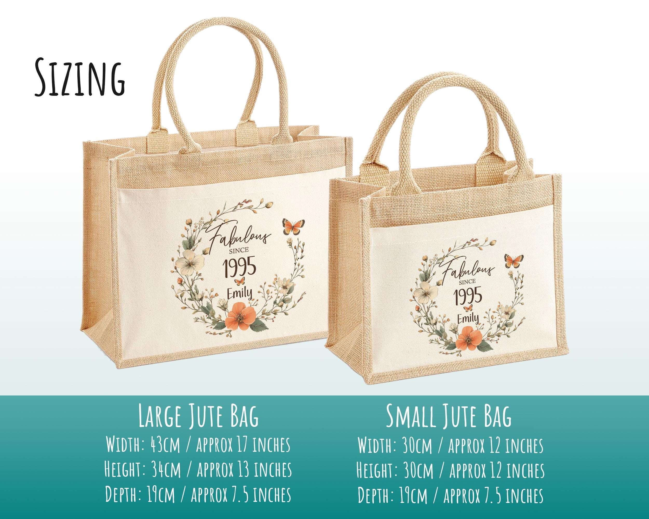 30th Birthday Gift For Her Personalised Jute Bag - Gift For Women Floral Tote Bag Gifts - Thirty 30 Fabulous Since 1995 Shopping Bag BNL30T