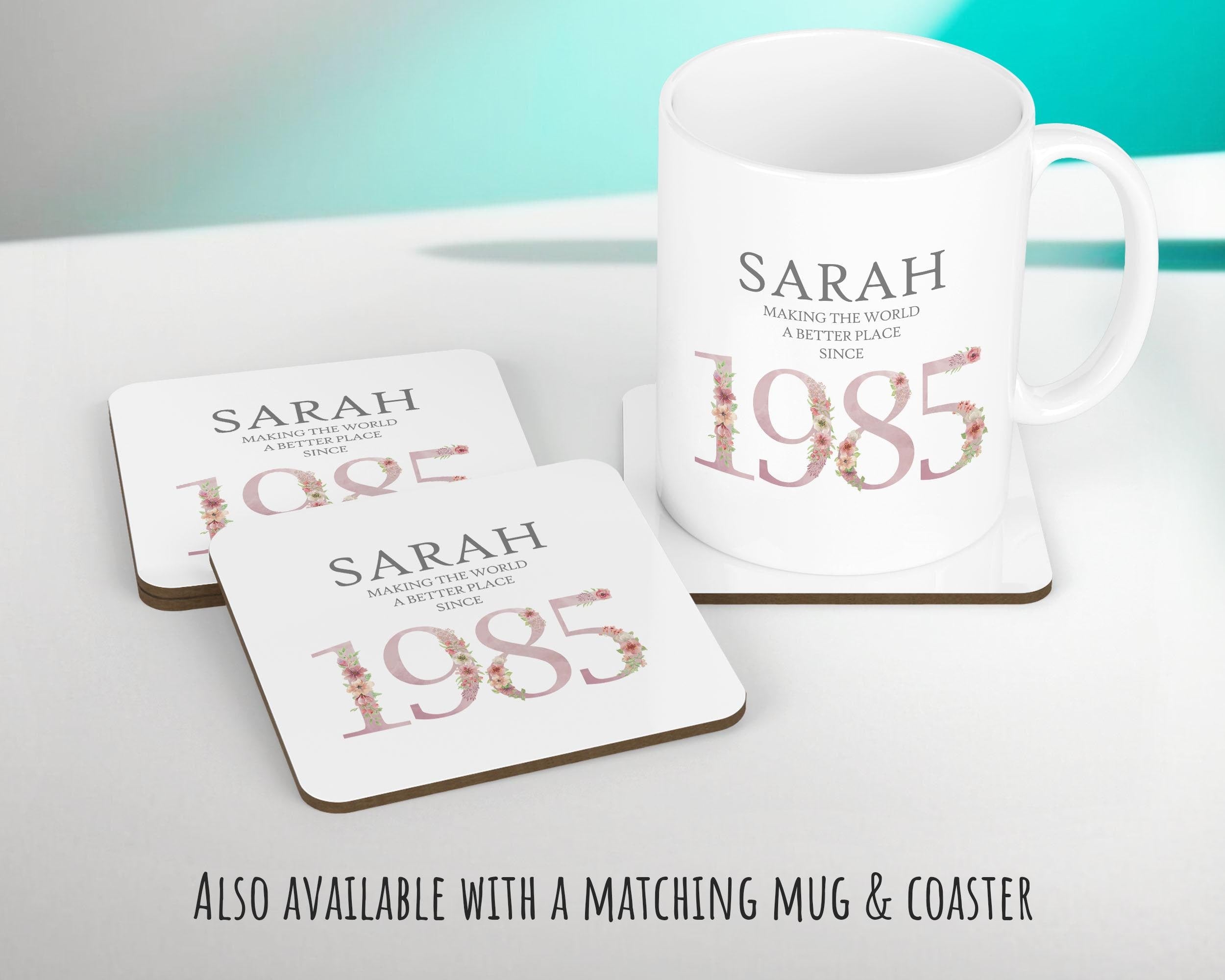40th Birthday Gift for Women - Personalised 1985 Birthday Cushion Age 40 Gift for Her Ladies Floral Design Mum Daughter Sister Forty BNM40C