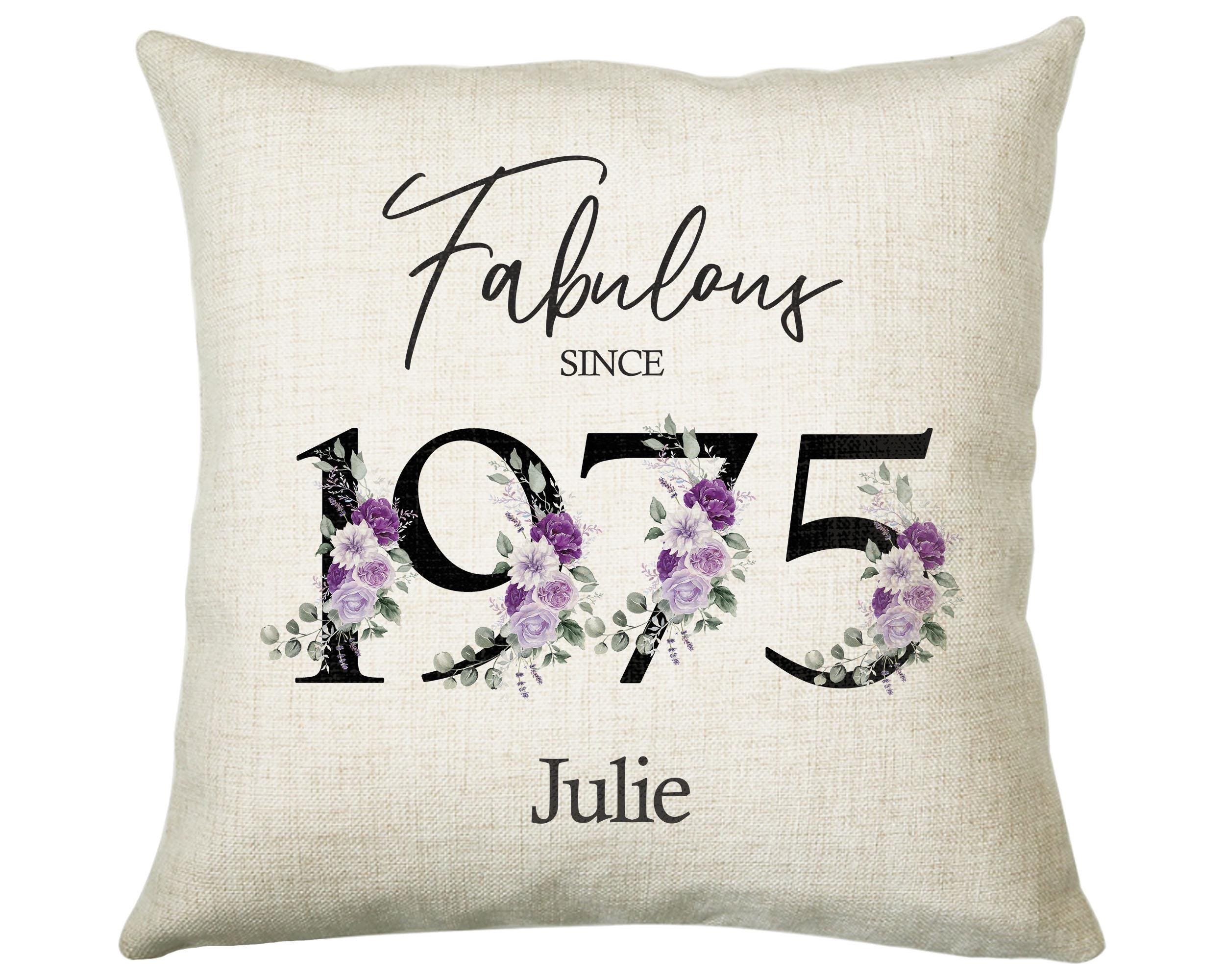 50th Birthday Gift for Women - Personalised 1975 Birthday Cushion Age 50 Gift for Her - Ladies Floral Design Mum Nan Sister Fifty BNP50C