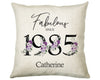 40th Birthday Gift for Women - Personalised 1985 Birthday Cushion Age 40 Gift for Her Ladies Floral Design Mum Daughter Sister Forty BNP40C