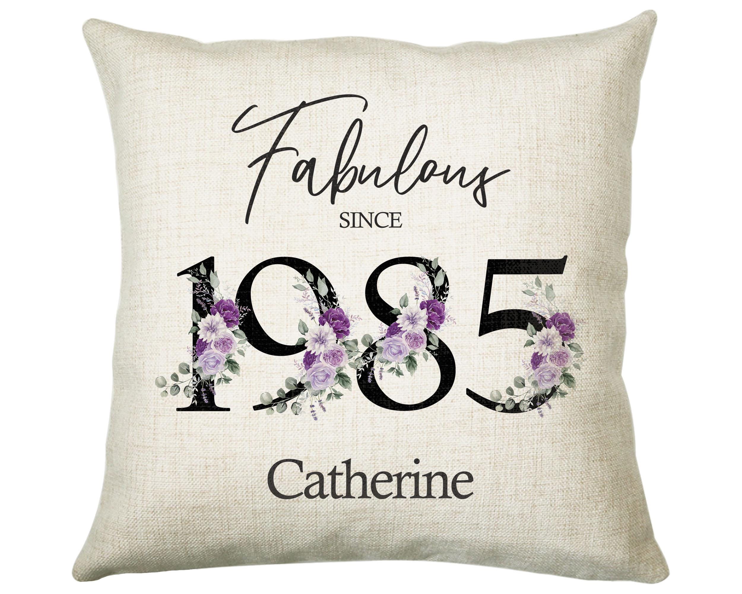 40th Birthday Gift for Women - Personalised 1985 Birthday Cushion Age 40 Gift for Her Ladies Floral Design Mum Daughter Sister Forty BNP40C
