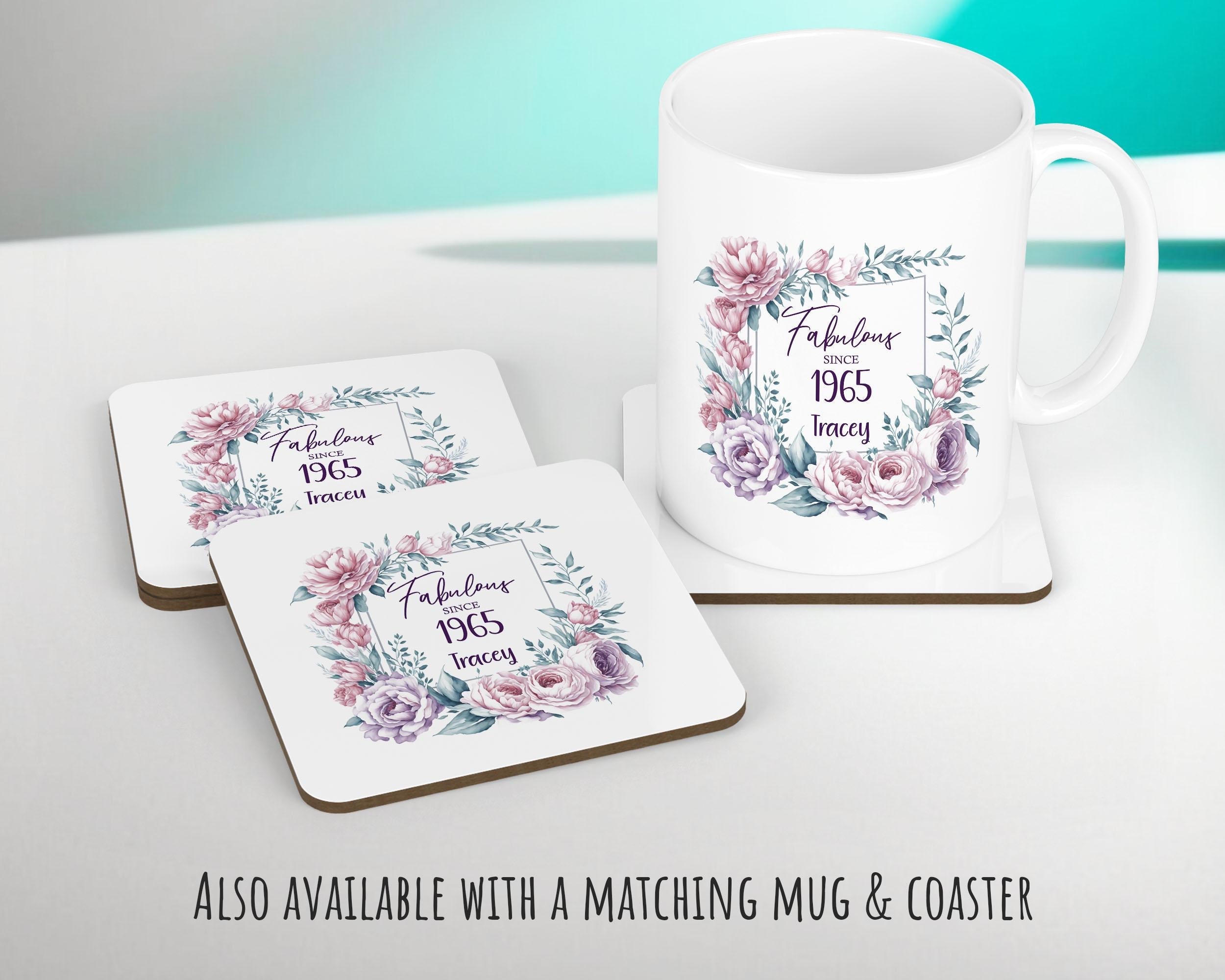 60th Birthday Gift for Women - Personalised 1965 Birthday Cushion Age 60 Gift for Her - Ladies Floral Age Design Mum Nan Gran Sixty BNR60C