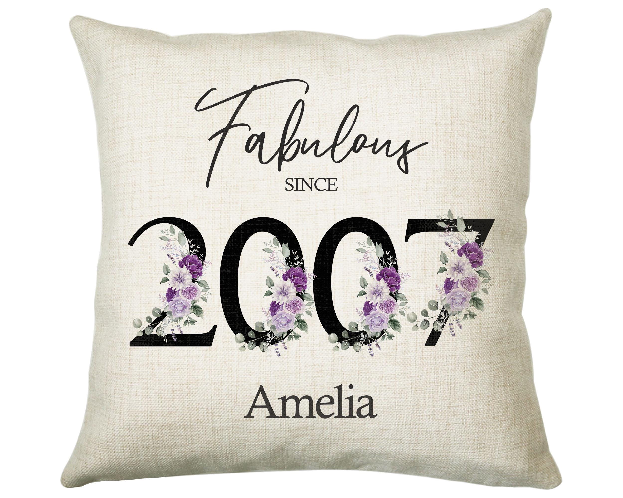 18th Birthday Gift for Women - Personalised 2007 Birthday Cushion Age 18 Gift for Her Ladies Floral Design Daughter Sister Eighteen BNP18C