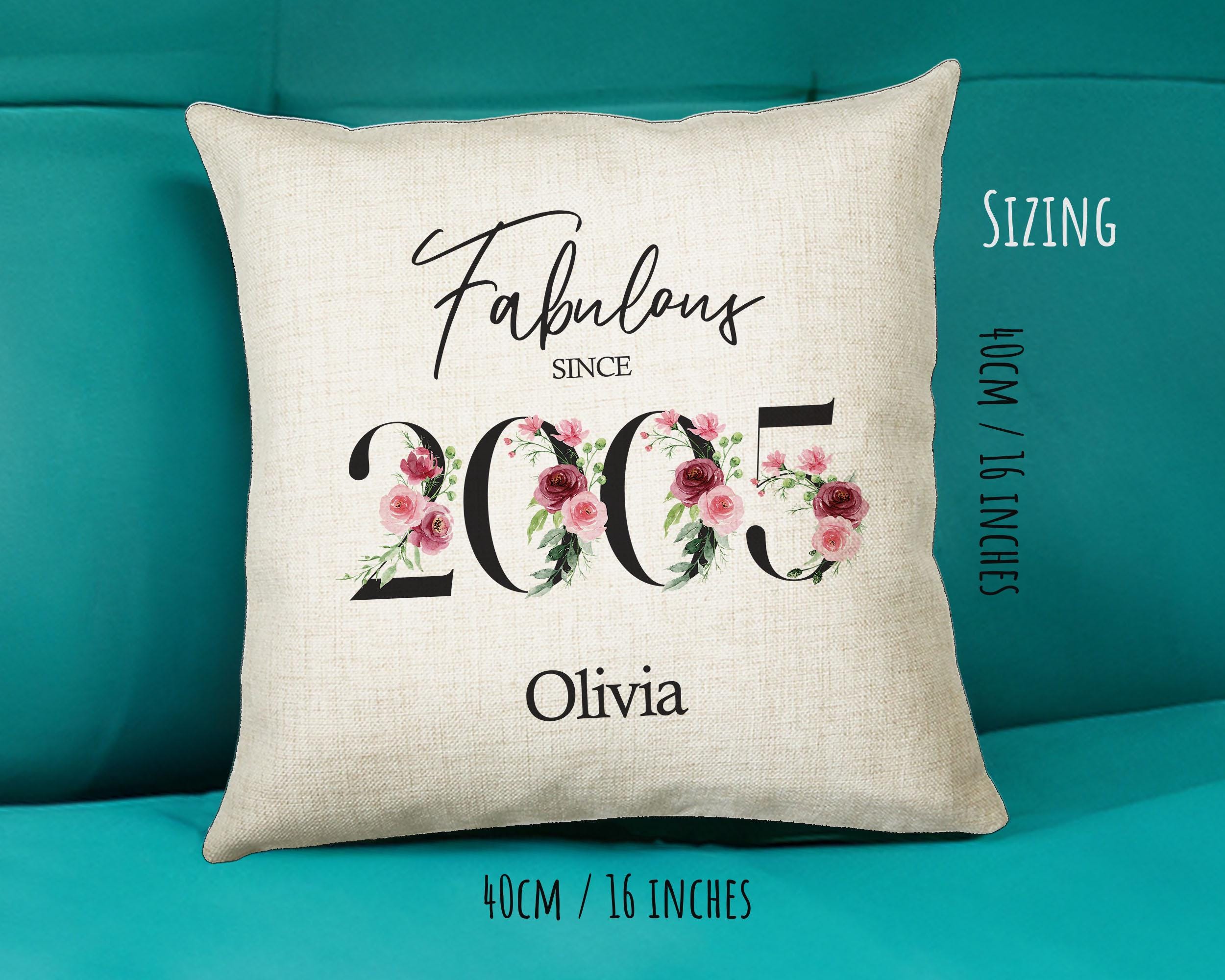 21st Birthday Gift for Women - Personalised 2005 Birthday Cushion Age 21 Gift for Her Lady Floral Design Daughter Sister Twenty One BNC21C