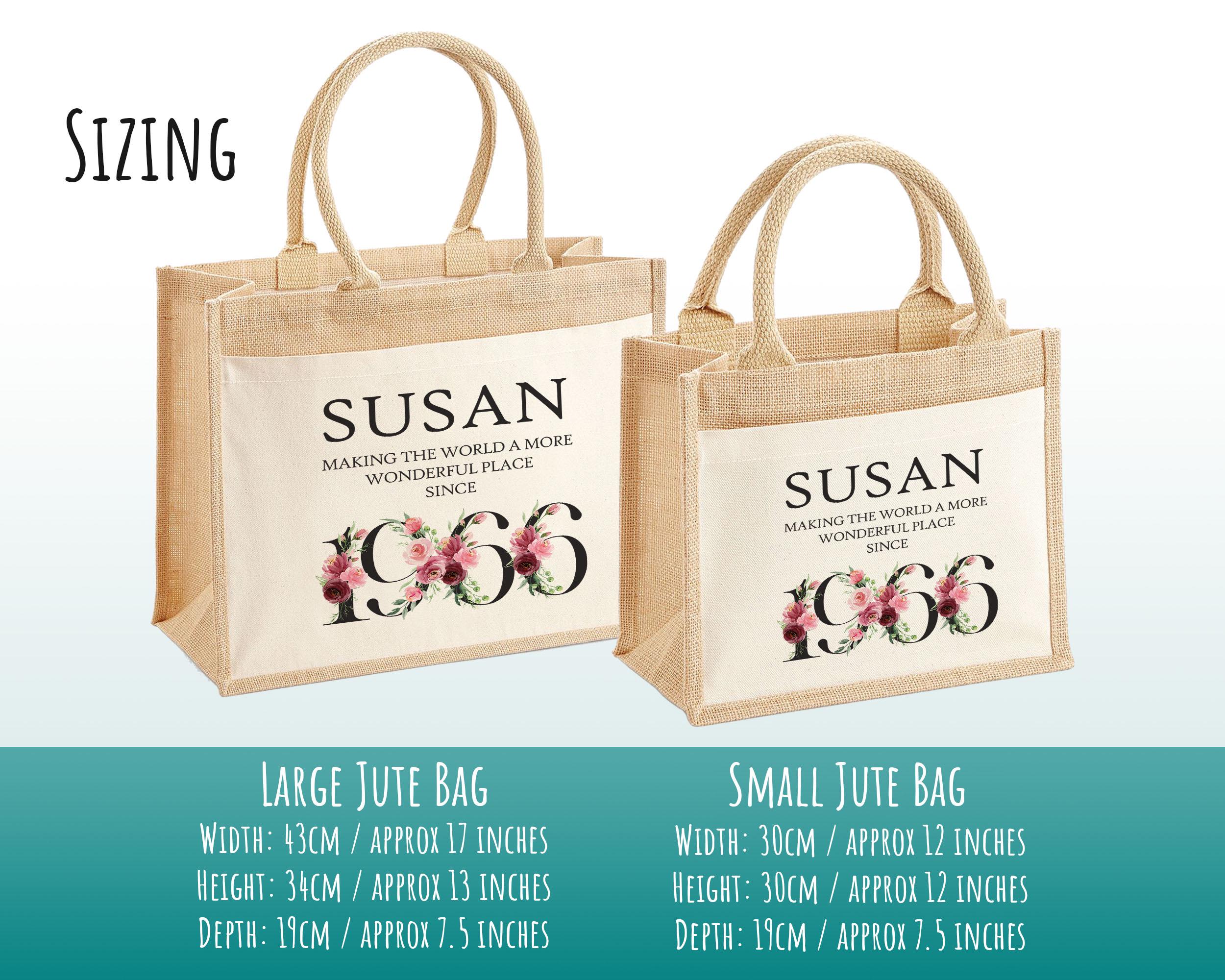 60th Birthday Gift For Women Personalised Jute Bag - Gift For Her Floral Tote Bag Gifts - Sixty 60 Wonderful Since 1966 Shopping Bag BND60T