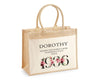 90th Birthday Gift For Women Personalised Jute Bag - Gift For Her Floral Tote Bag Gifts - Ninety 90 Wonderful Since 1936 Shopping Bag BND90T