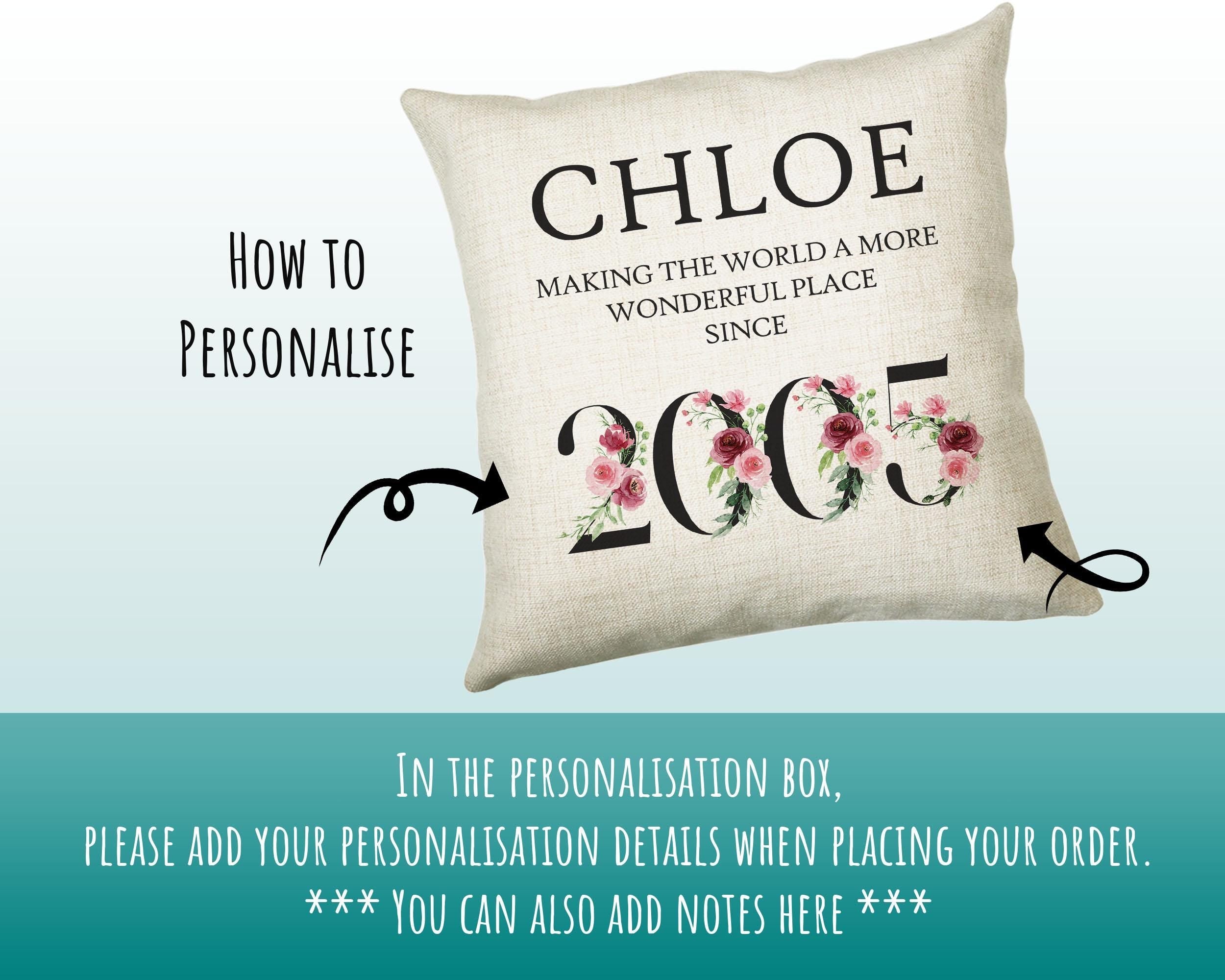 21st Birthday Gift for Women - Personalised 2005 Birthday Cushion Age 21 Gift for Her Lady Floral Design Daughter Sister Twenty One BND21C