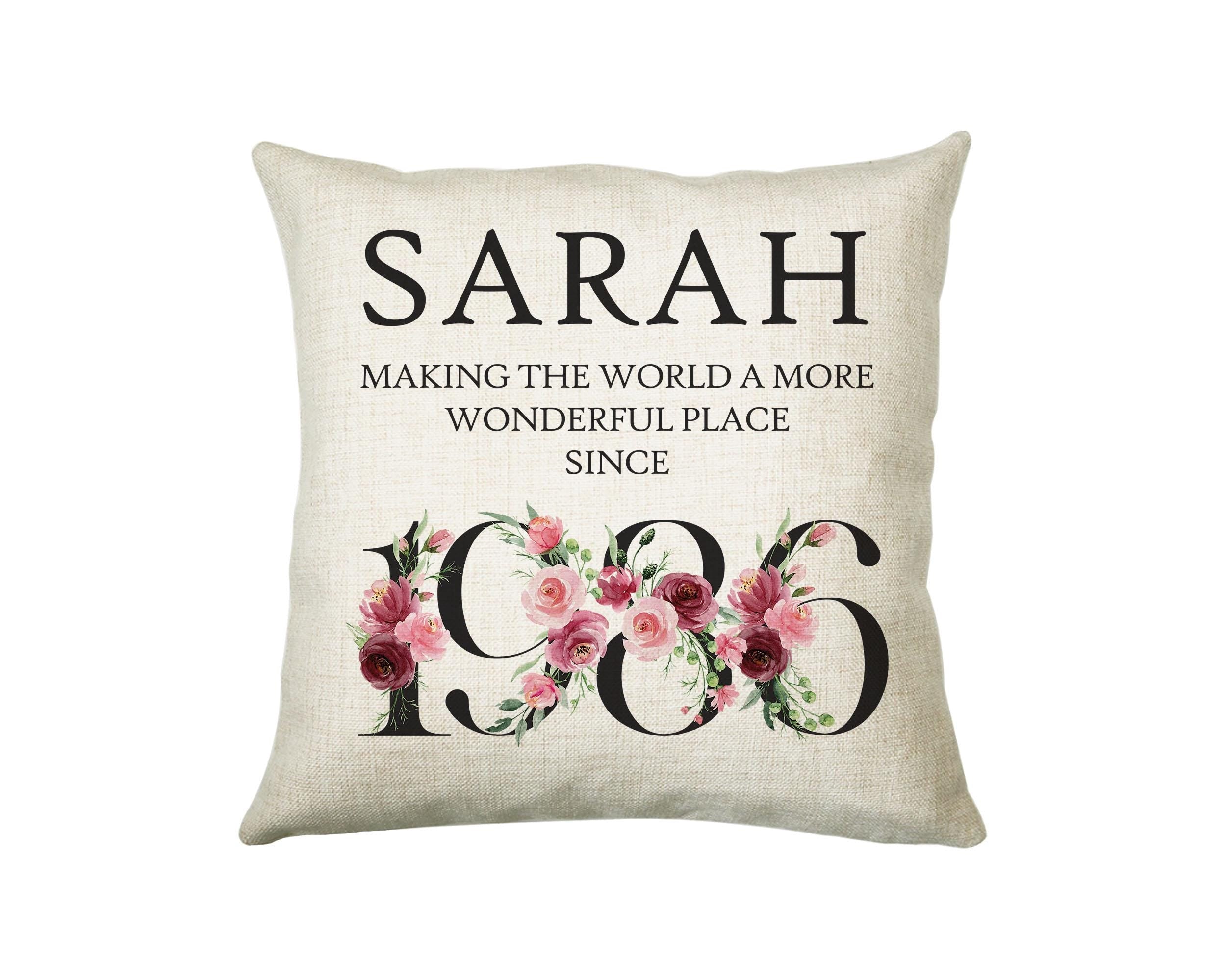 40th Birthday Gift for Women - Personalised 1986 Birthday Cushion Age 40 Gift for Her Ladies Floral Design Mum Daughter Sister Forty BND40C