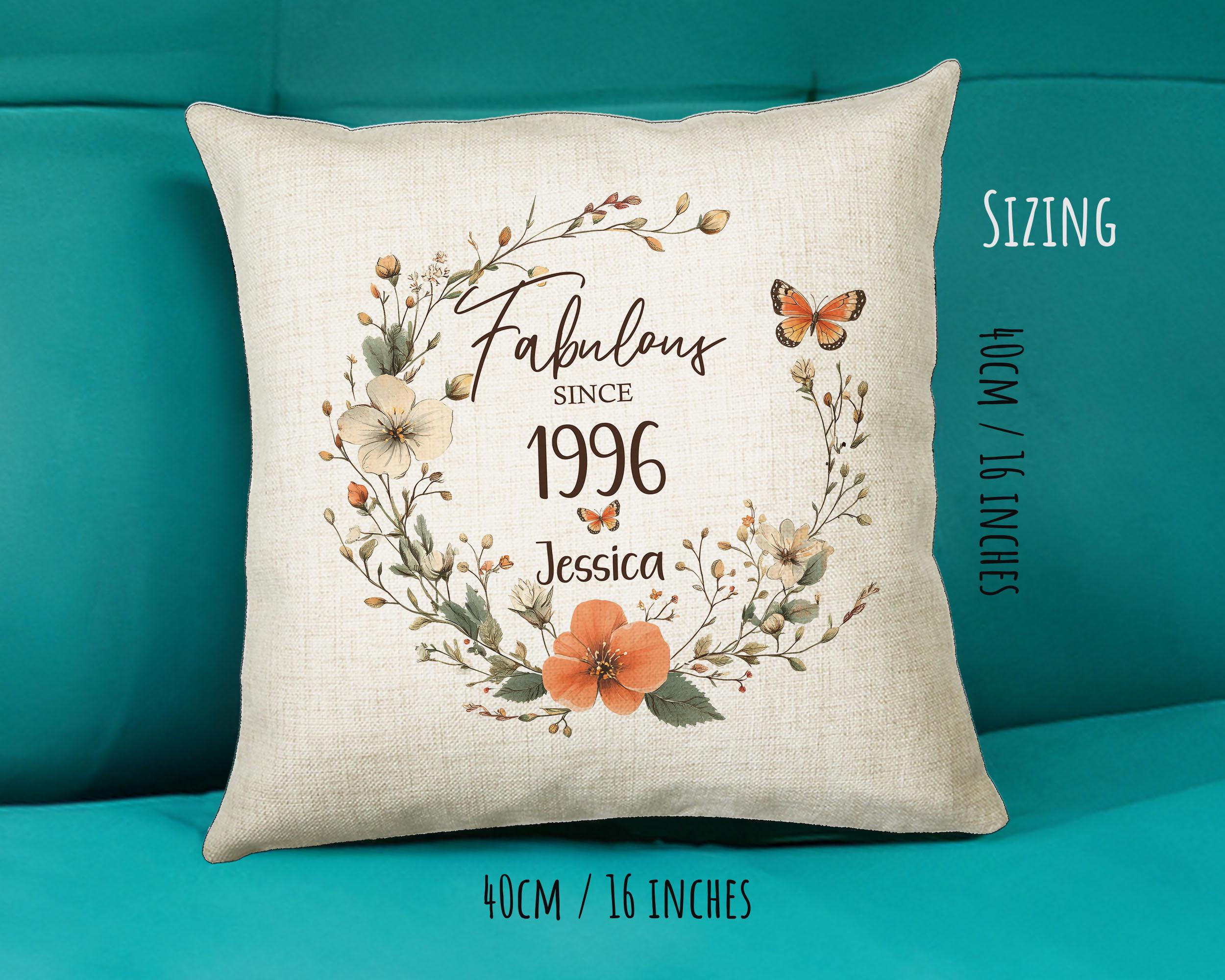 30th Birthday Gift for Her Personalised 1996 Birthday Cushion Age 30 Gift for Women - Ladies Floral Design Mum Daughter Sister Thirty BNL30C