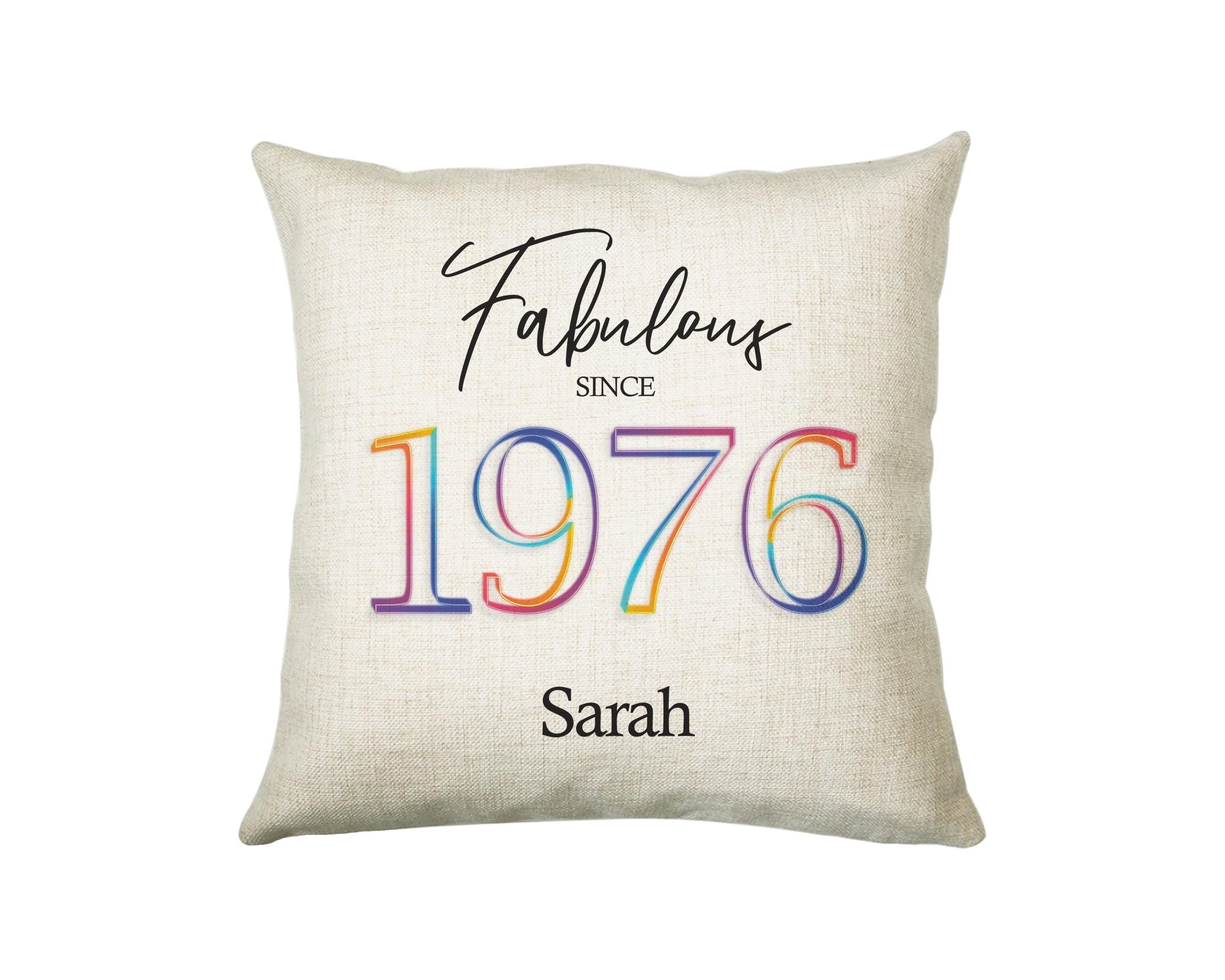 50th Birthday Gift for Women - Personalised 1976 Birthday Cushion Age 50 Gift for Her - Ladies Floral Design Mum Nan Sister Fifty BNN50C