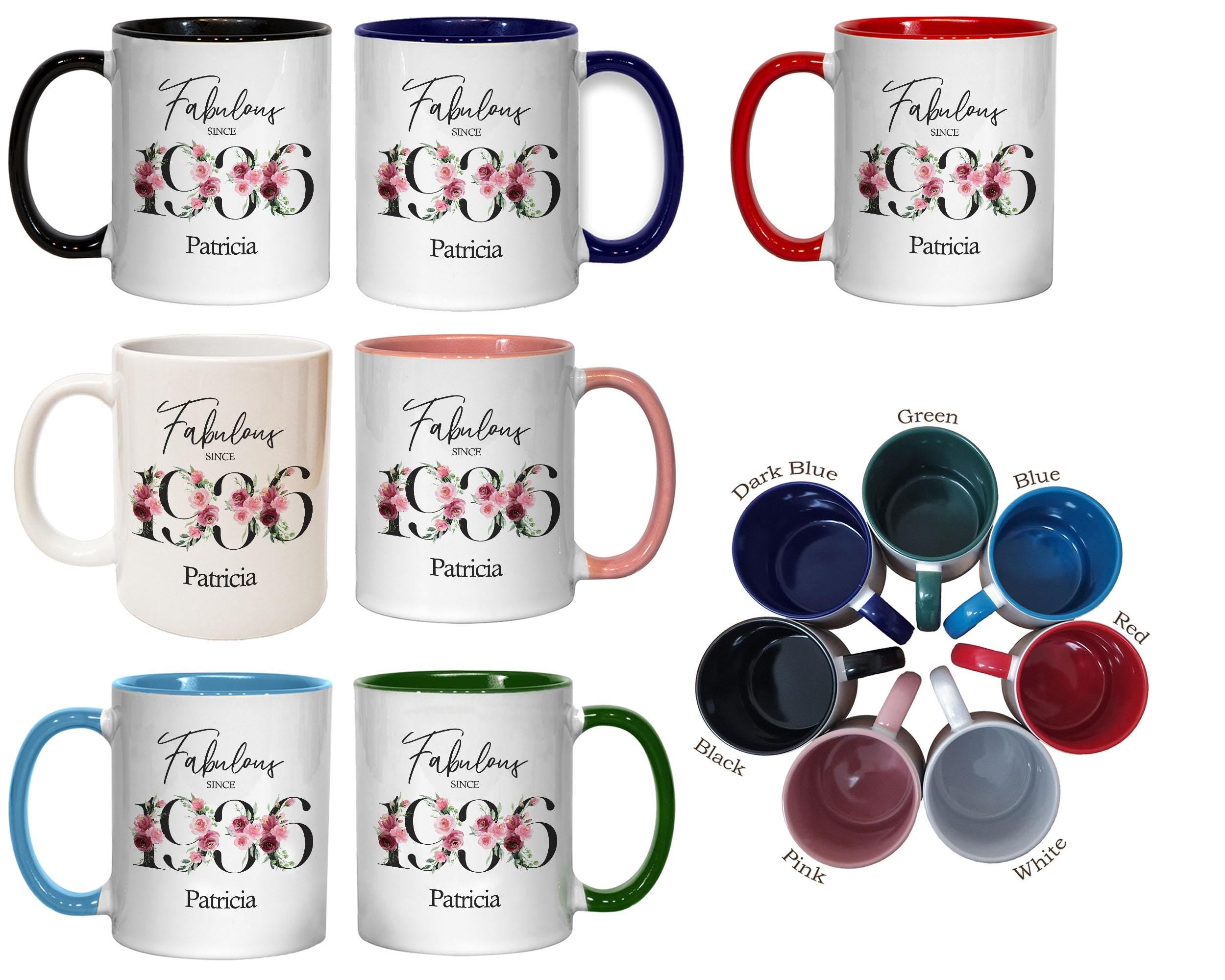 90th Birthday Gift for Women - Fabulous Since 1936 Personalised Coffee Mug Coaster 90 Gift for Her - Ladies Floral Design Nan Gran BNC90M