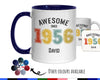 70th Birthday Gift for Men - Awesome Since 1956 Personalised Coffee Mug Coaster Age 70 Gift for Him - Retro Number Design Dad Grandad BNG70M