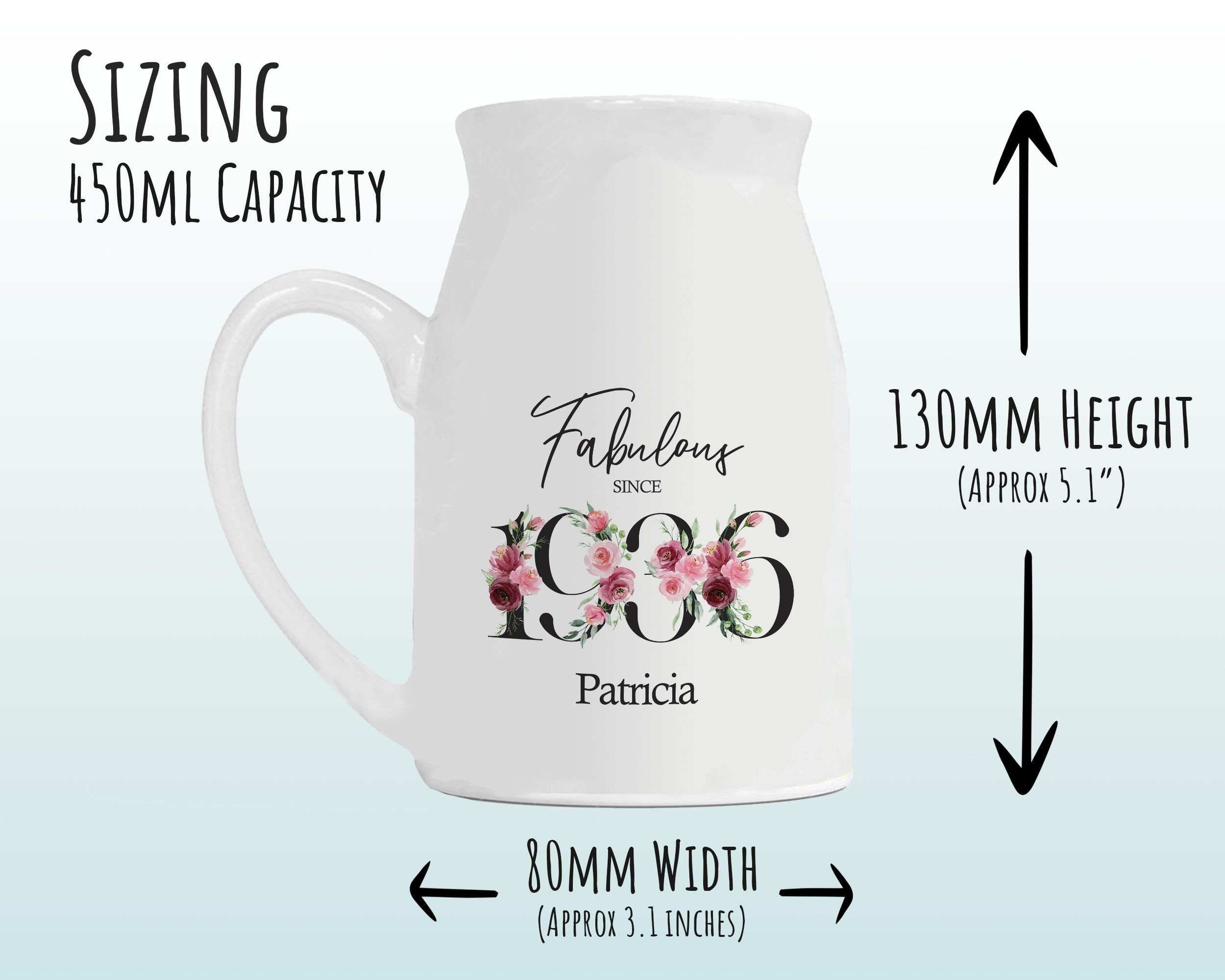 90th Birthday Gift for Women - Fabulous Since 1936 Small Personalised Flower Pot Vase 90 Gift for Her Ladies Floral Design Nan Gran BNC90