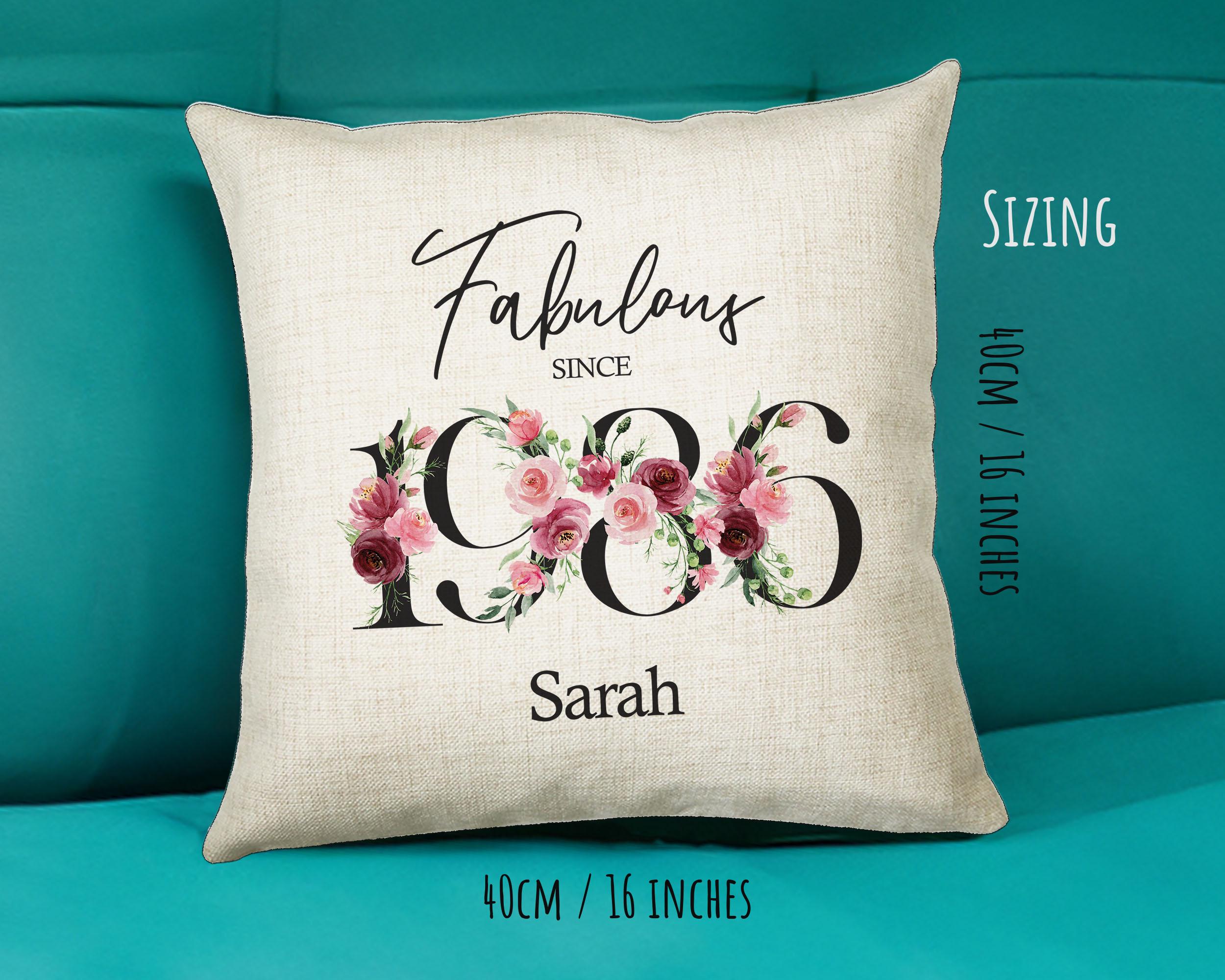 40th Birthday Gift for Women - Personalised 1986 Birthday Cushion Age 40 Gift for Her Ladies Floral Design Mum Daughter Sister Forty BNC40C