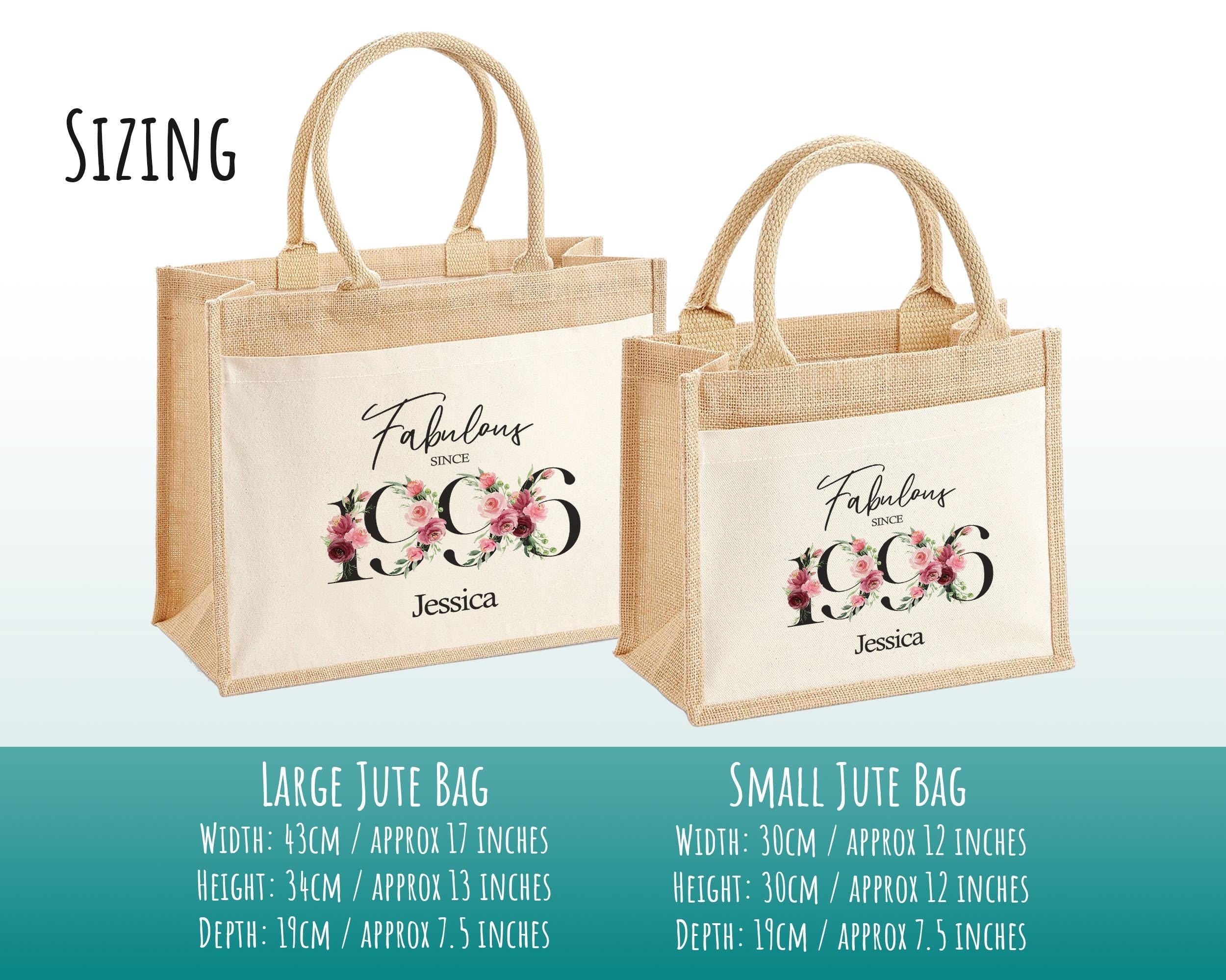 30th Birthday Gift For Her Personalised Jute Bag - Gift For Women Floral Tote Bag Gifts - Thirty 30 Fabulous Since 1996 Shopping Bag BNC30T