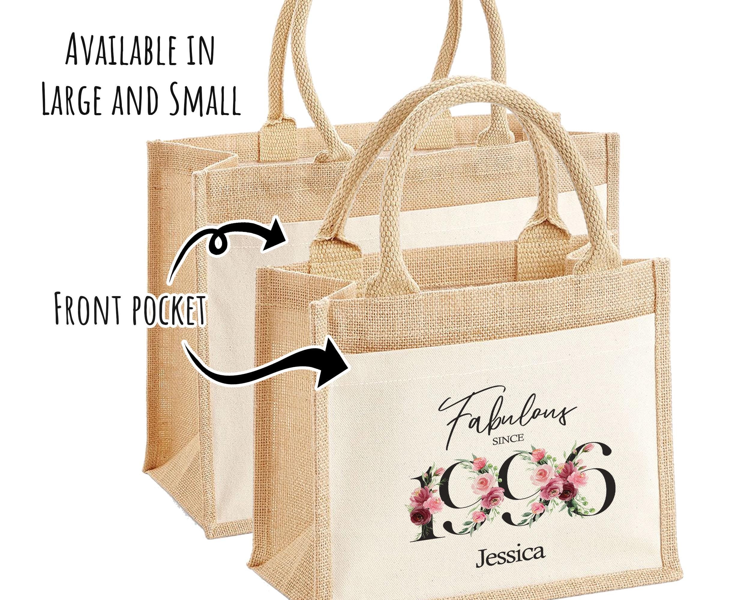 30th Birthday Gift For Her Personalised Jute Bag - Gift For Women Floral Tote Bag Gifts - Thirty 30 Fabulous Since 1996 Shopping Bag BNC30T
