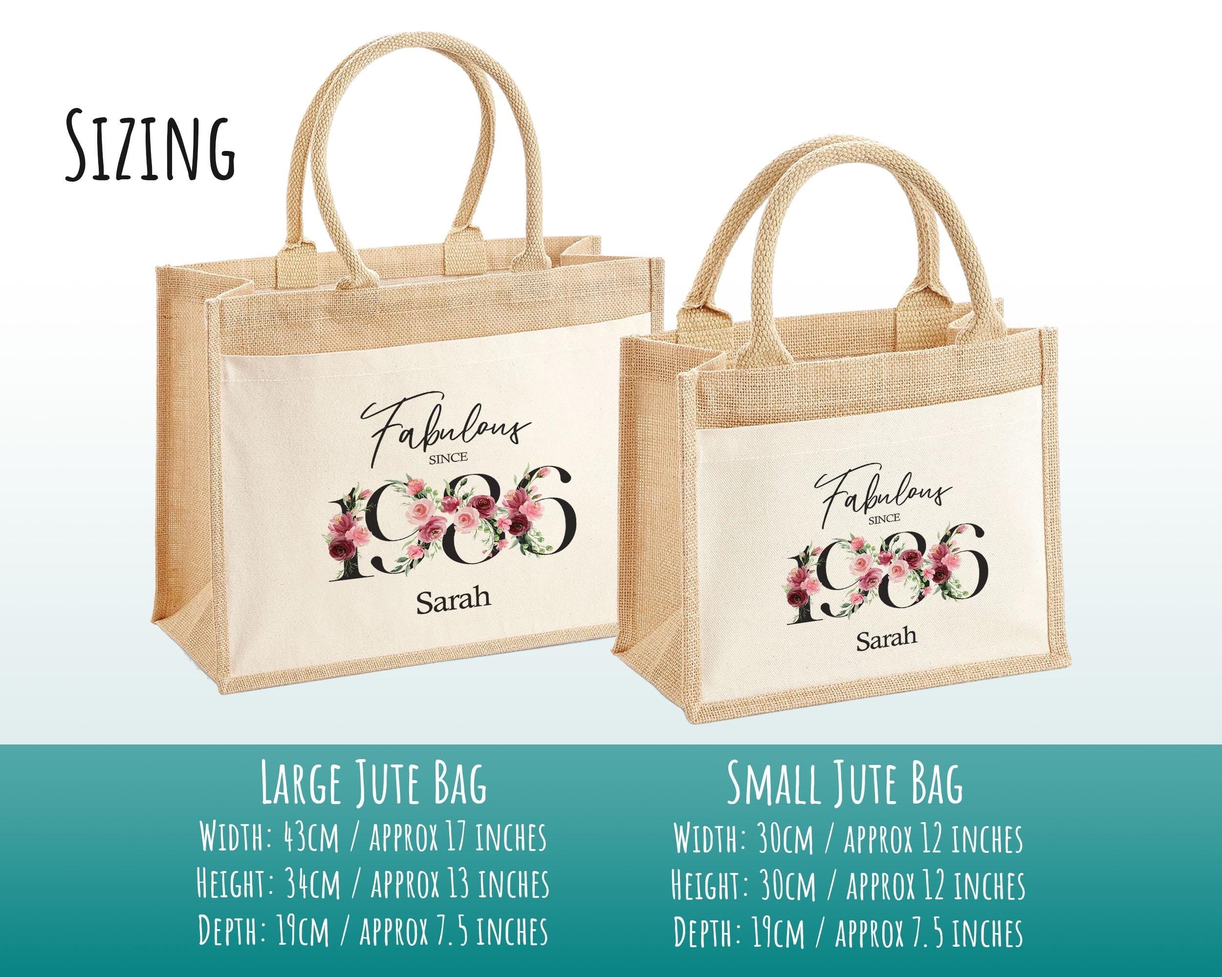 40th Birthday Gift For Women Personalised Jute Bag - Gift For Her Floral Tote Bag Gifts - Forty 40 Fabulous Since 1986 Shopping Bag BNC40T