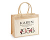 70th Birthday Gift For Women Personalised Jute Bag - Gift For Her Floral Tote Bag Gifts Seventy 70 Wonderful Since 1956 Shopping Bag BND70T